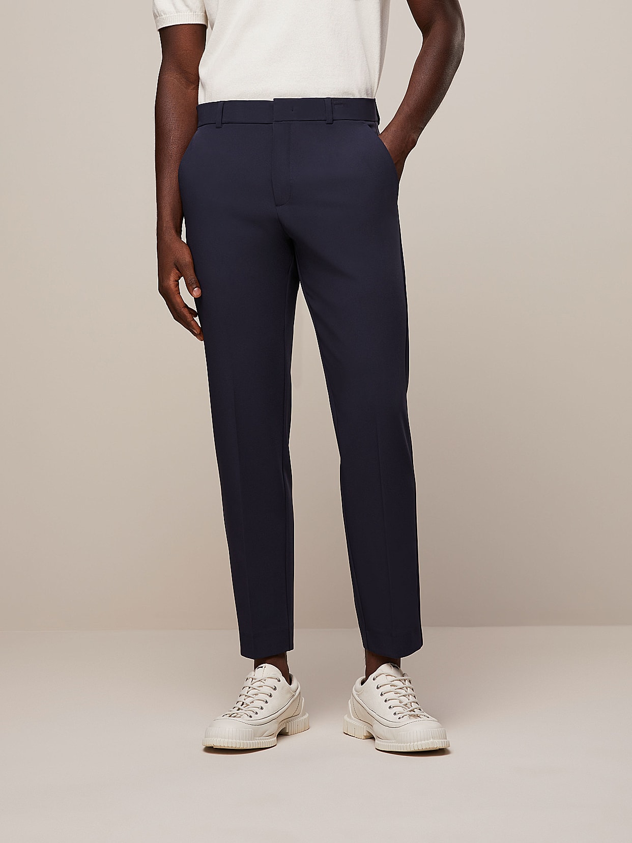 Tapered Pants with Pleats, PELAN V3.Y7.01, Navy