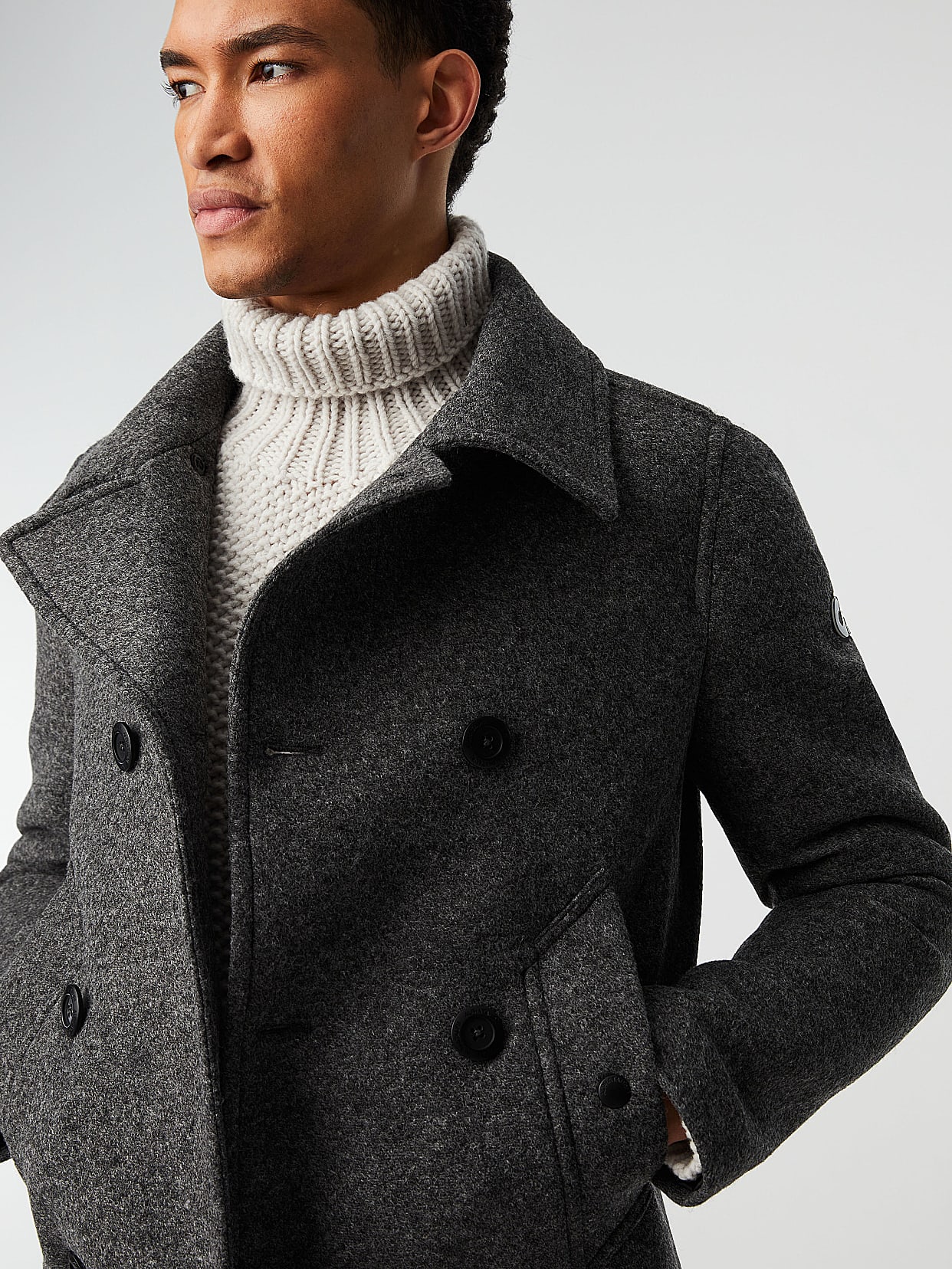Veste caban en laine collee ORATA V3.Y8.02 Gris Fonce AlphaTauri