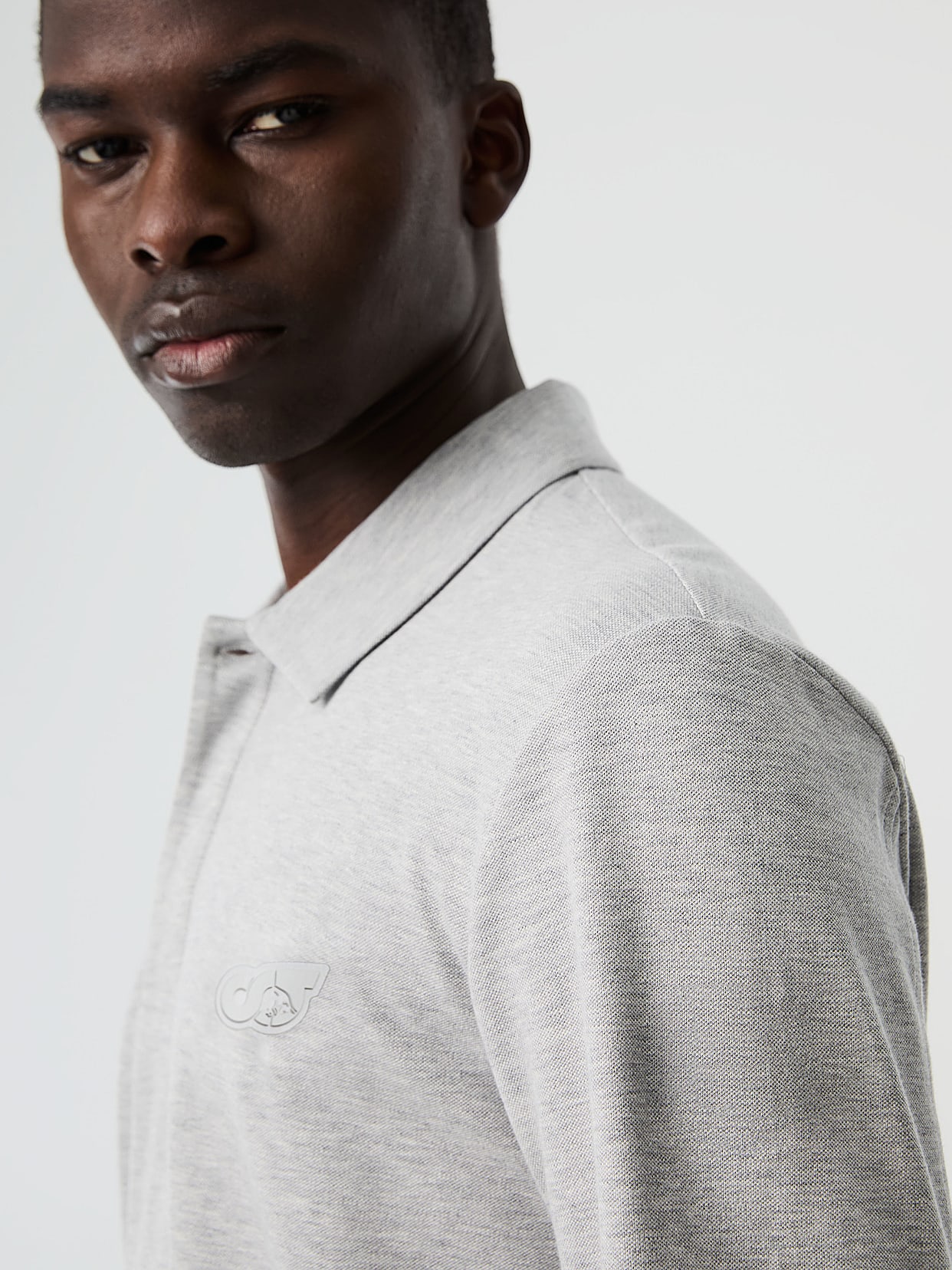 Long Sleeved Pique Polo Shirt JENX V1.Y8.02 Heather Grey AlphaTauri