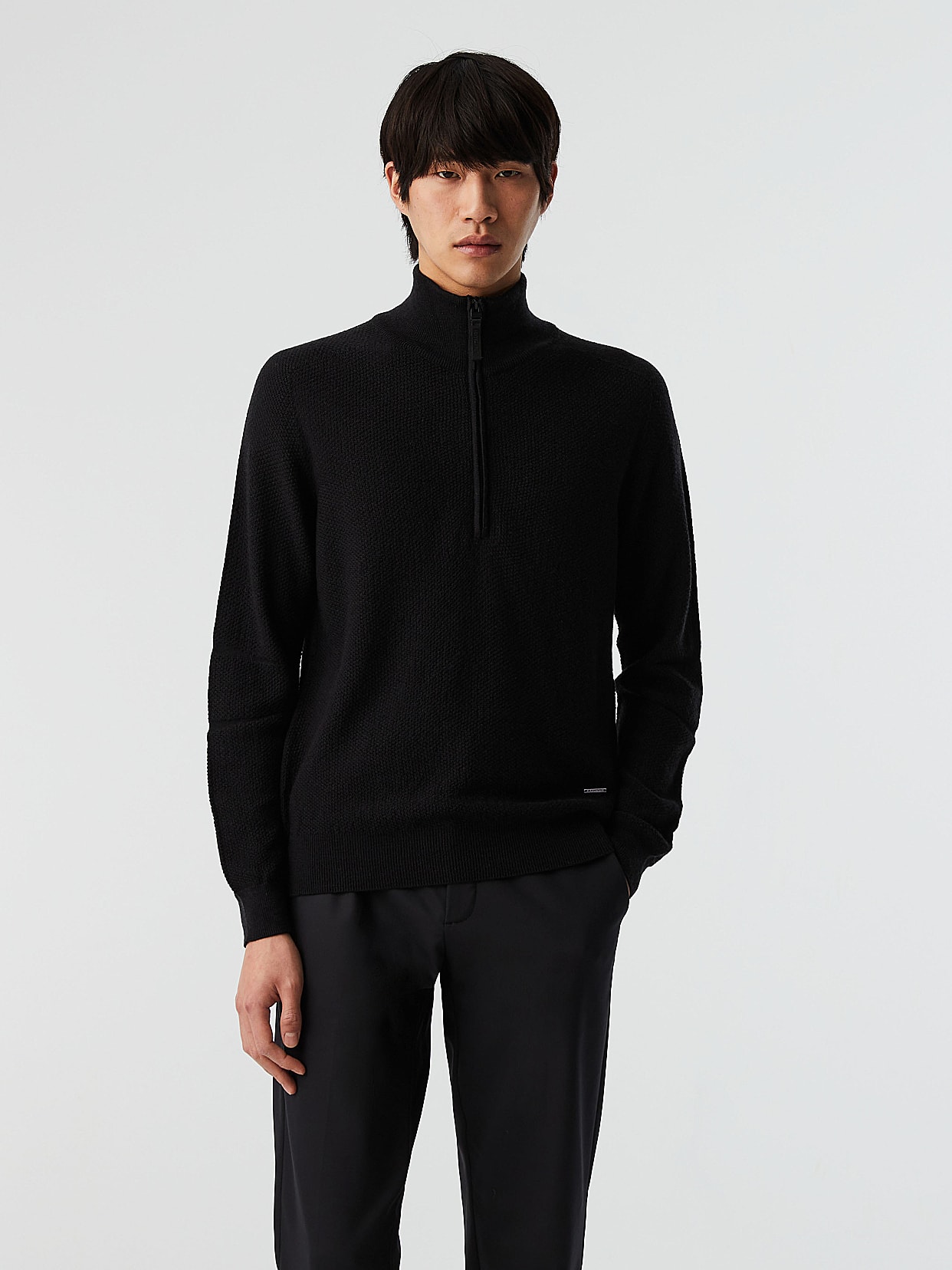 Mens black half zip sweater outlet