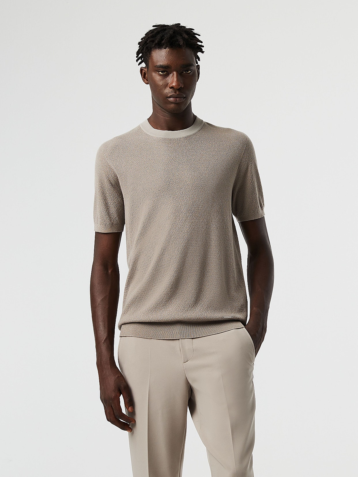T shirt in maglia 3D misto cashmere Coolmax senza cuciture FECAS V2.Y8.01 Tortora Marrone AlphaTauri