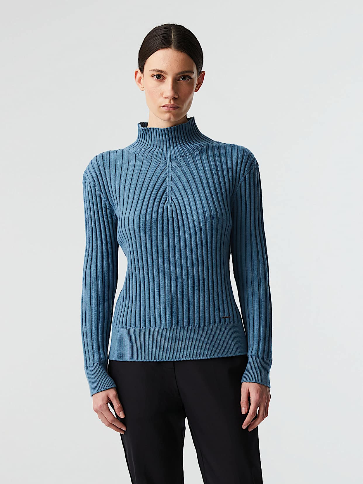 Seamless 3D Knit Mockneck Sweater | FORAS V1.Y8.02 | Blue