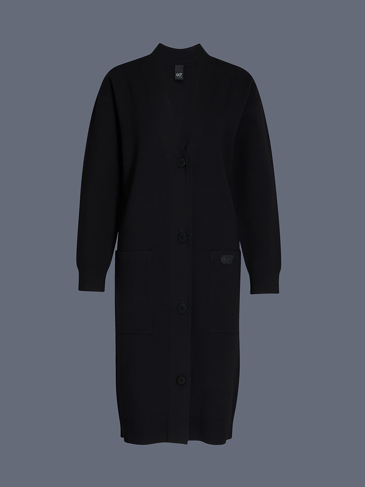 AlphaTauri | FARLIC V1.Y6.02 | Cardigan lungo in maglia a coste Milano in Nero for Donna AlphaTauri | FARLIC V1.Y6.02 | Cardigan lungo in maglia a coste Milano in Nero for Donna