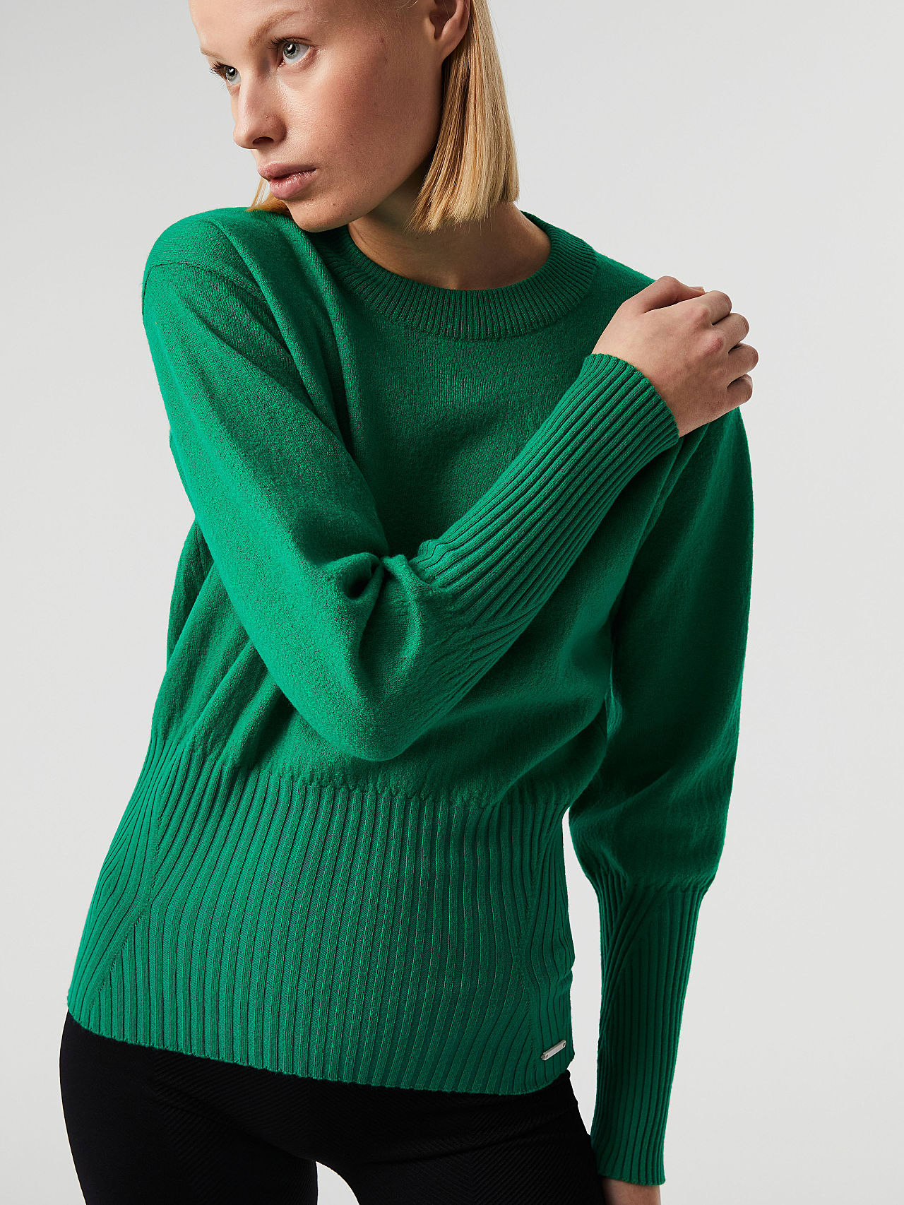 AlphaTauri | FRID V1.Y7.02 | Felted Merino Wool Knit Sweater in Green for Women AlphaTauri | FRID V1.Y7.02 | Felted Merino Wool Knit Sweater in Green for Women