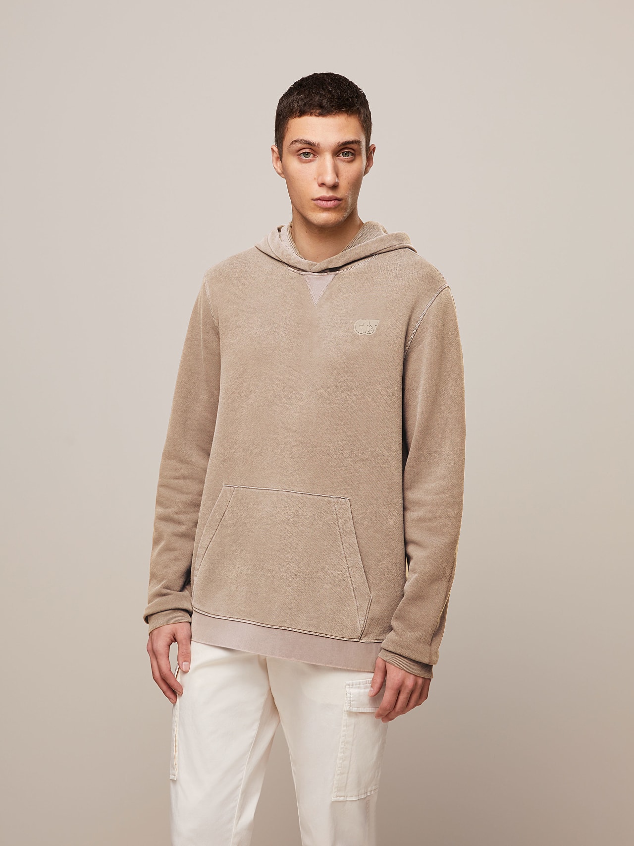 AlphaTauri | SWASH V1.Y7.01 | Garment-Dyed Cotton Hoodie in Sand for Men AlphaTauri | SWASH V1.Y7.01 | Garment-Dyed Cotton Hoodie in Sand for Men