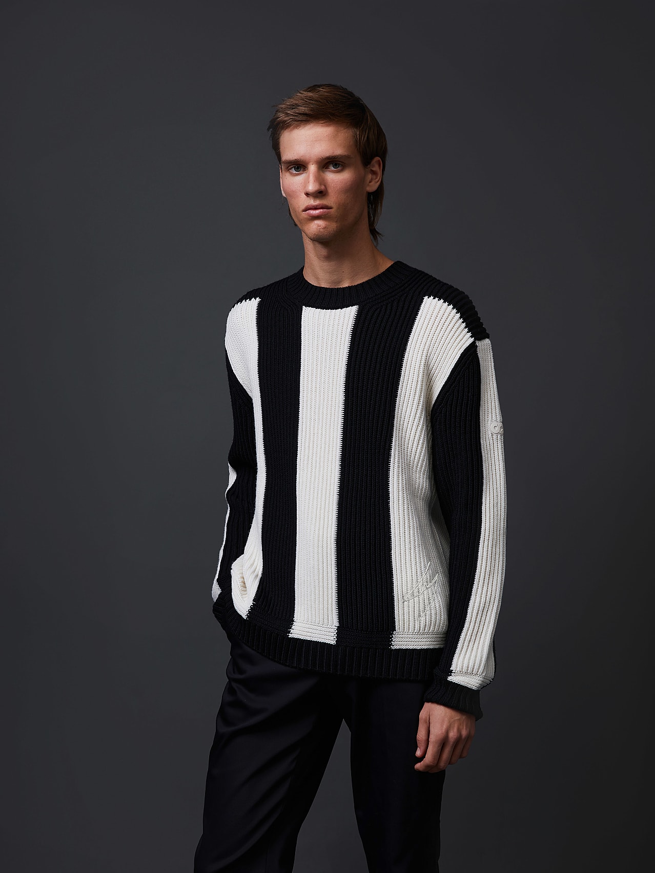 AlphaTauri | FAAMS Pierre Gasly C2.03 | Jersey de punto grueso en lana merino con cuello redondo in Blanco / Negro for Hombre