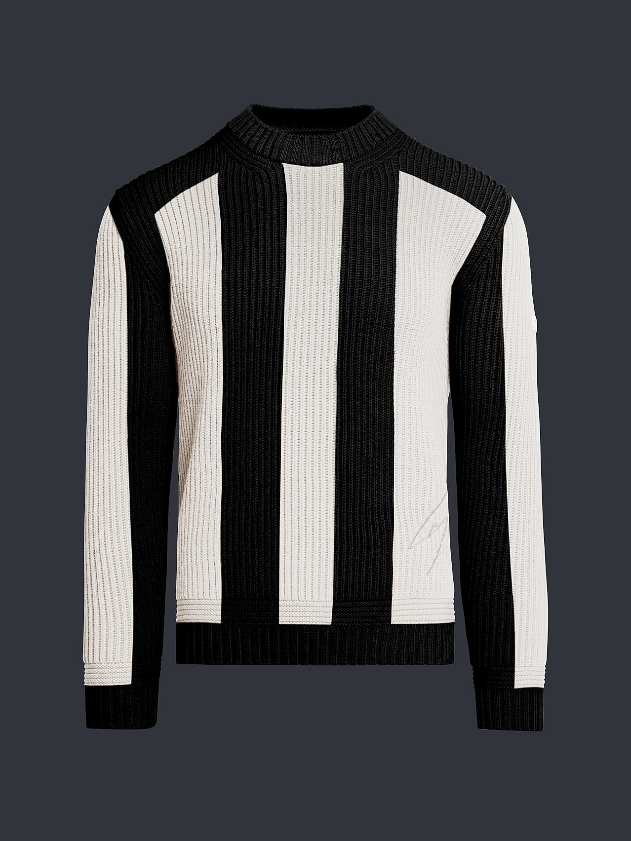 AlphaTauri | FAAMS Pierre Gasly C2.03 | Jersey de punto grueso en lana merino con cuello redondo in Blanco / Negro for Hombre AlphaTauri | FAAMS Pierre Gasly C2.03 | Jersey de punto grueso en lana merino con cuello redondo in Blanco / Negro for Hombre