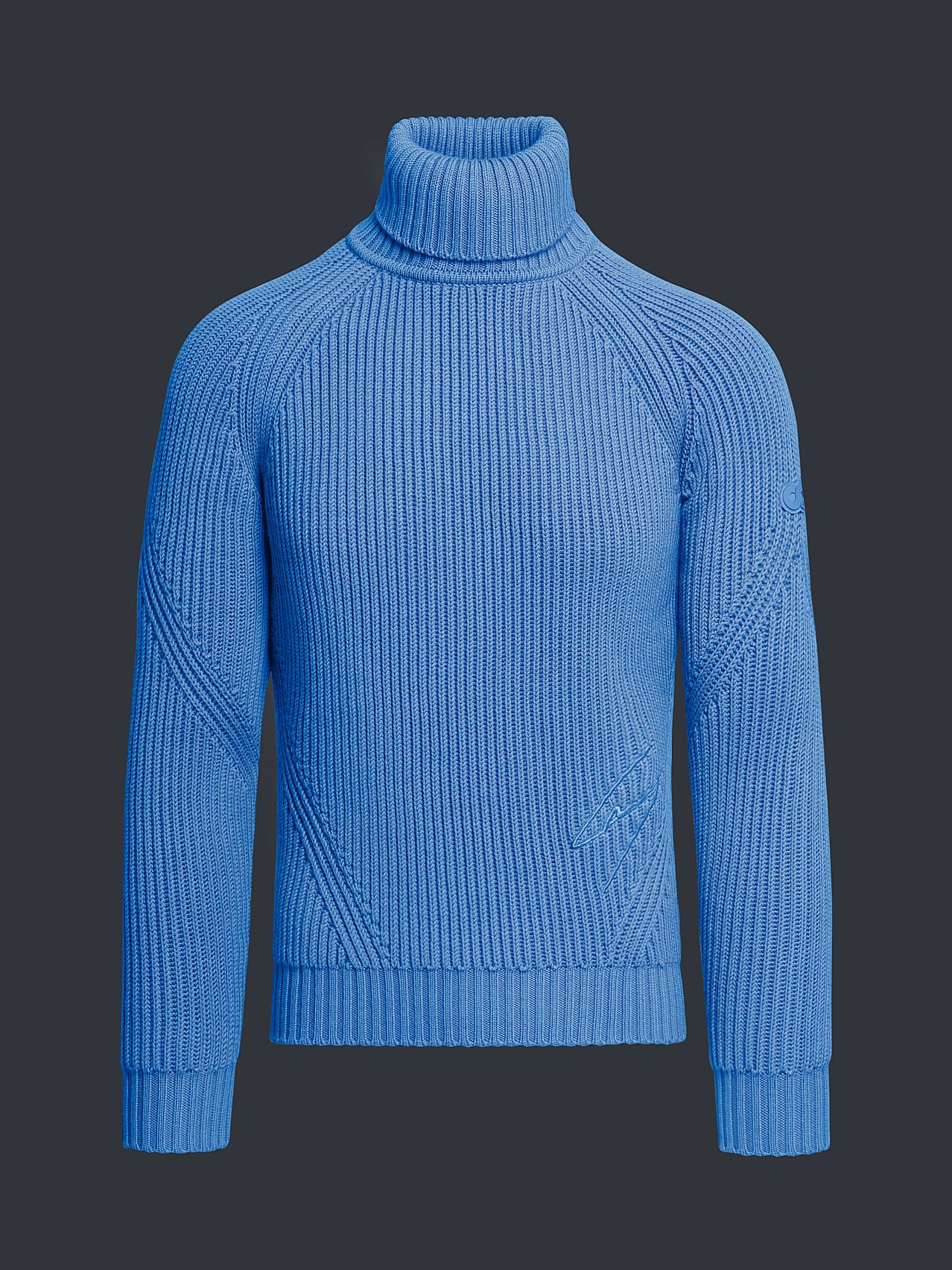 AlphaTauri | FAAMA Pierre Gasly C2.03 | Chunky Knit Merino-Wool Turtleneck Sweater in Medium Blue for Men AlphaTauri | FAAMA Pierre Gasly C2.03 | Chunky Knit Merino-Wool Turtleneck Sweater in Medium Blue for Men
