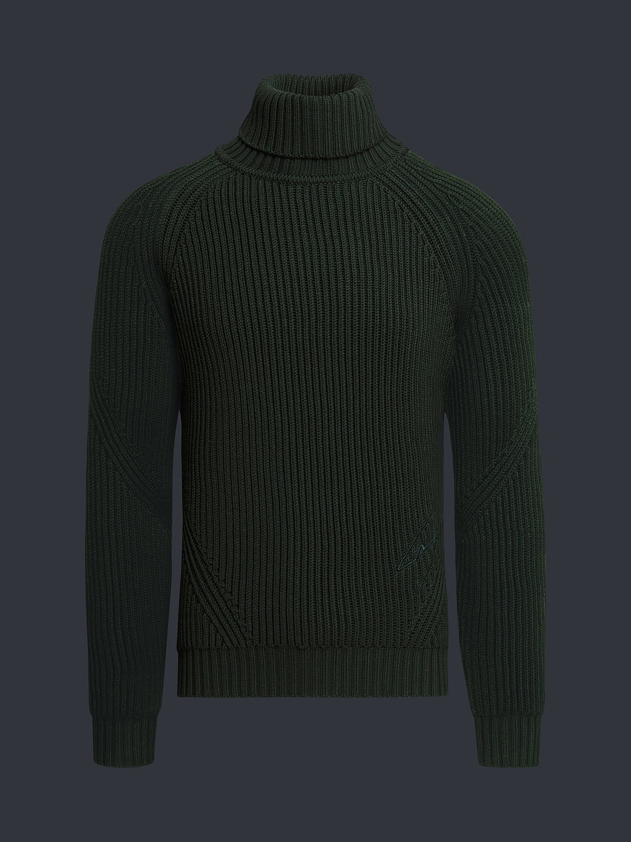 AlphaTauri | FAAMA Pierre Gasly C2.03 | Chunky Knit Merino-Wool Turtleneck Sweater in Green for Men AlphaTauri | FAAMA Pierre Gasly C2.03 | Chunky Knit Merino-Wool Turtleneck Sweater in Green for Men