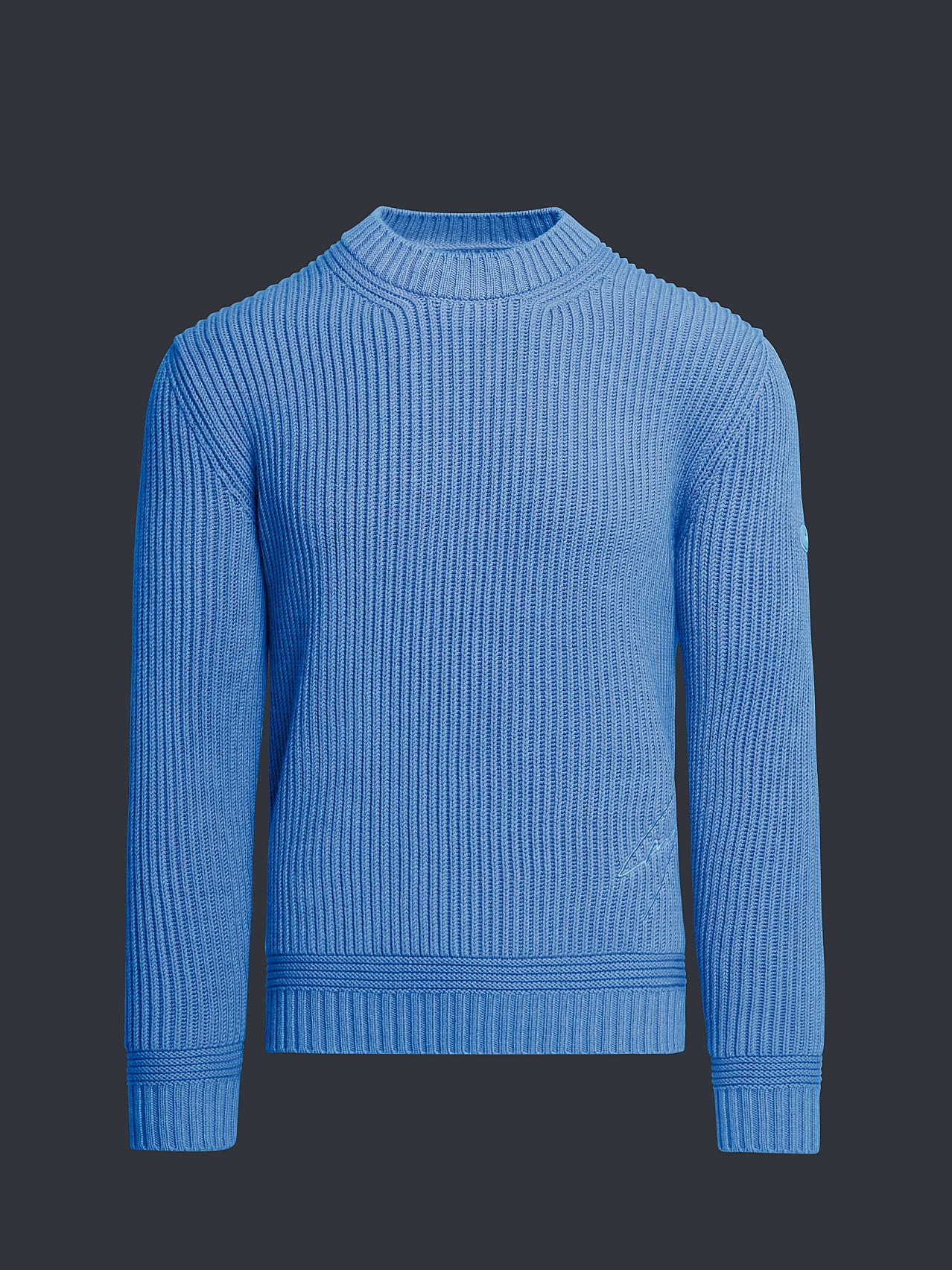 AlphaTauri | FAAME Pierre Gasly C2.03 | Jersey de punto grueso en lana merino con cuello redondo in Azul Medio for Hombre AlphaTauri | FAAME Pierre Gasly C2.03 | Jersey de punto grueso en lana merino con cuello redondo in Azul Medio for Hombre