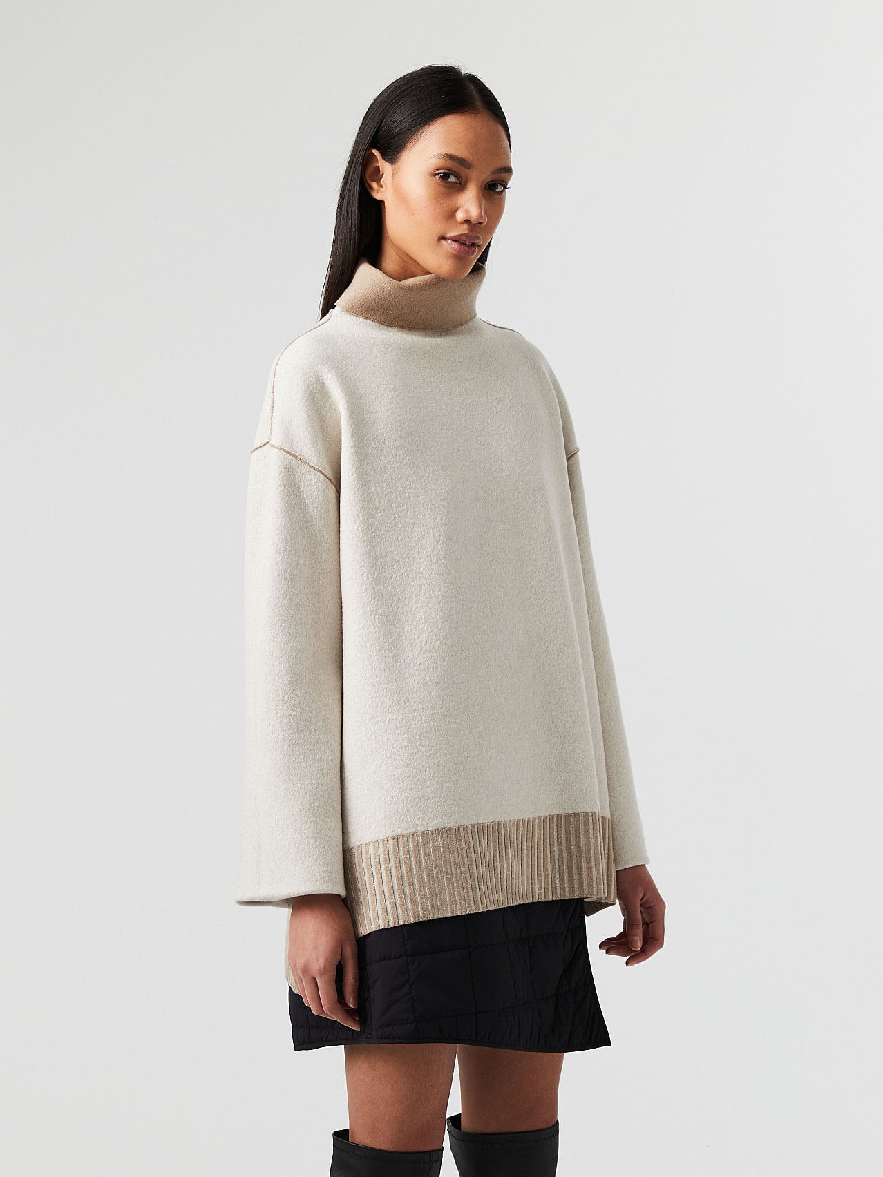 Knit-Woven Hybrid Turtleneck Sweater, FARIX V1.Y7.02