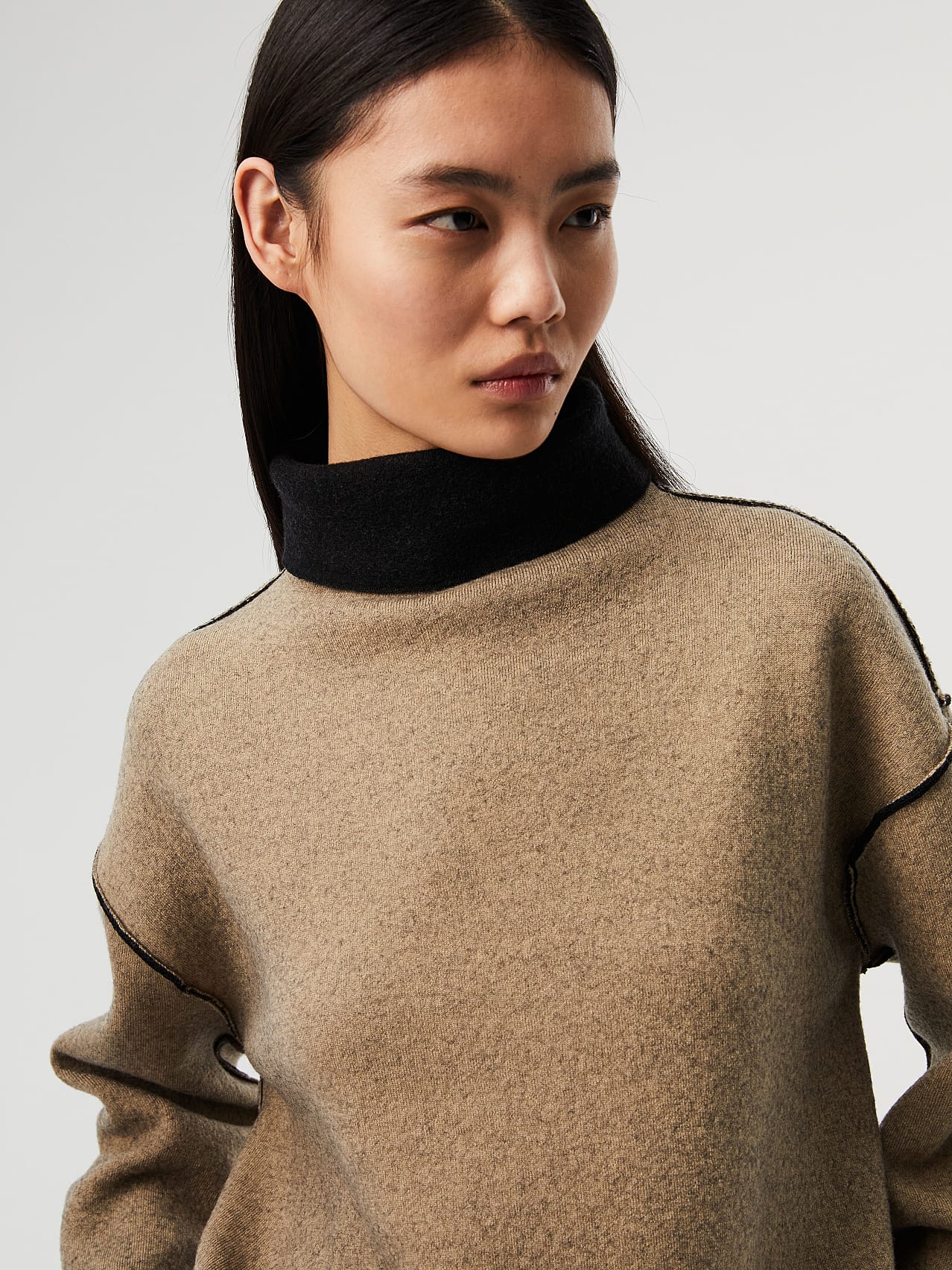 Knit-Woven Hybrid Turtleneck Sweater, FARIX V1.Y7.02