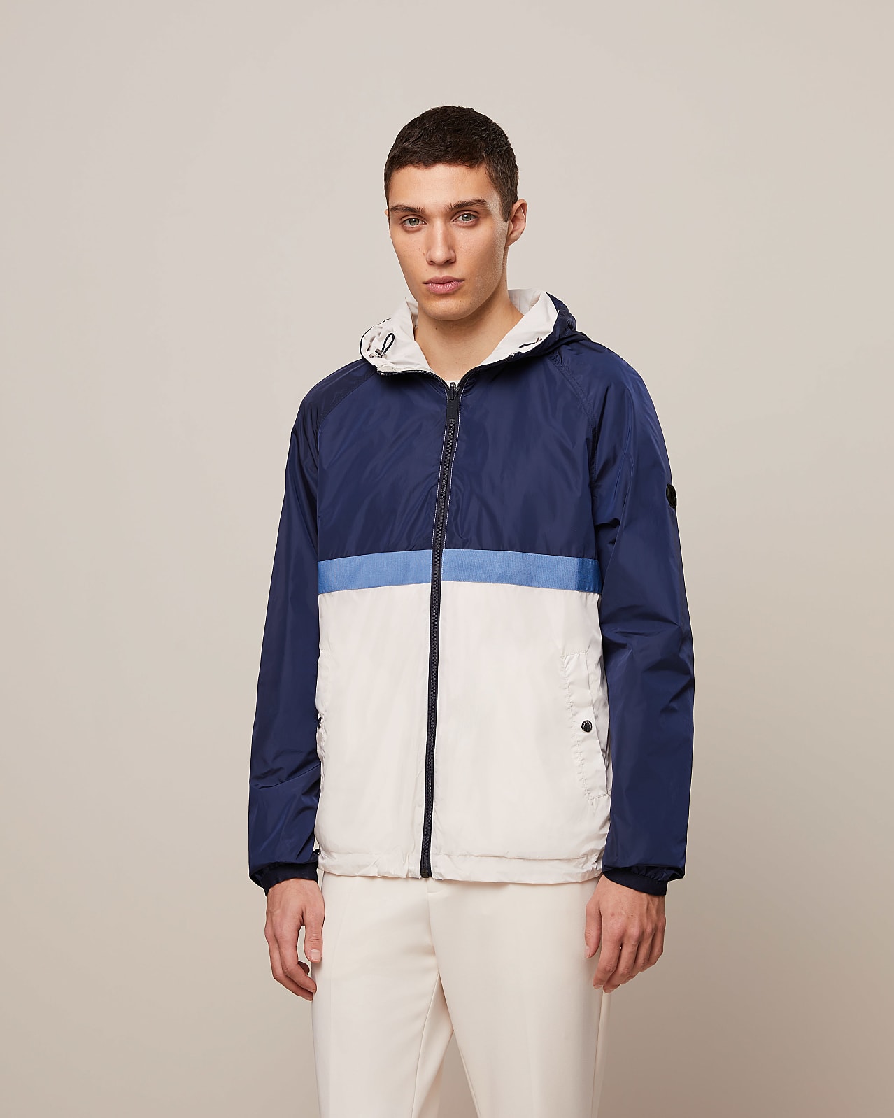 AlphaTauri | OLIGH V1.Y7.01 | Reversible Windbreaker Jacket in Off White for Men AlphaTauri | OLIGH V1.Y7.01 | Reversible Windbreaker Jacket in Off White for Men