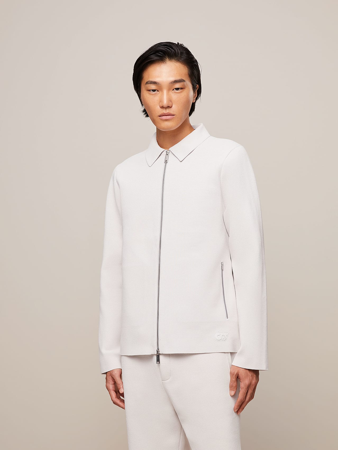 AlphaTauri | FEJAC V1.Y6.01 | Water-repellent Milano Rib Knit Jacket in Off White for Men AlphaTauri | FEJAC V1.Y6.01 | Water-repellent Milano Rib Knit Jacket in Off White for Men
