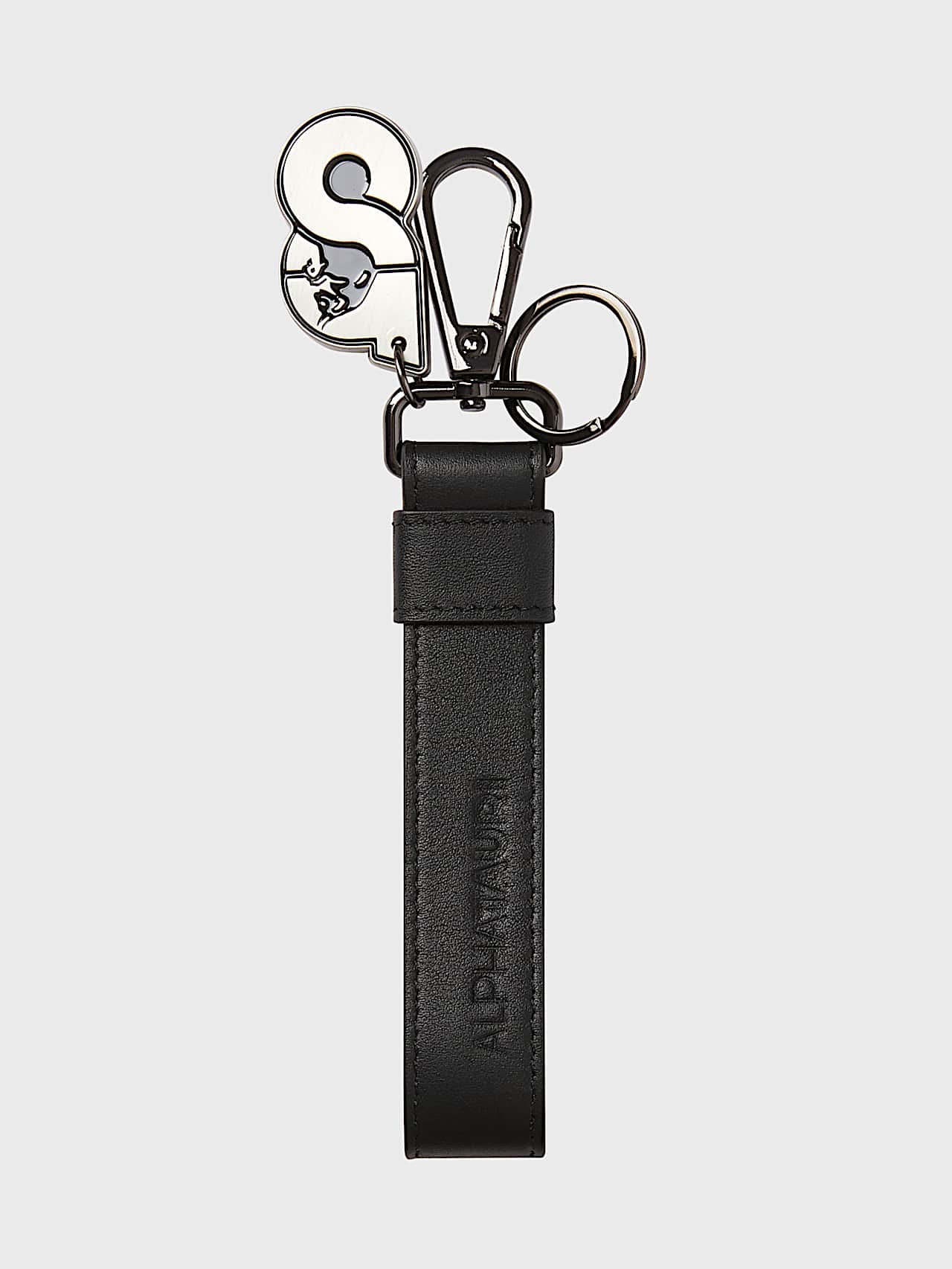 AlphaTauri | AHEI V1.Y7.01 | Leather Keyring in Black for Unisex AlphaTauri | AHEI V1.Y7.01 | Leather Keyring in Black for Unisex