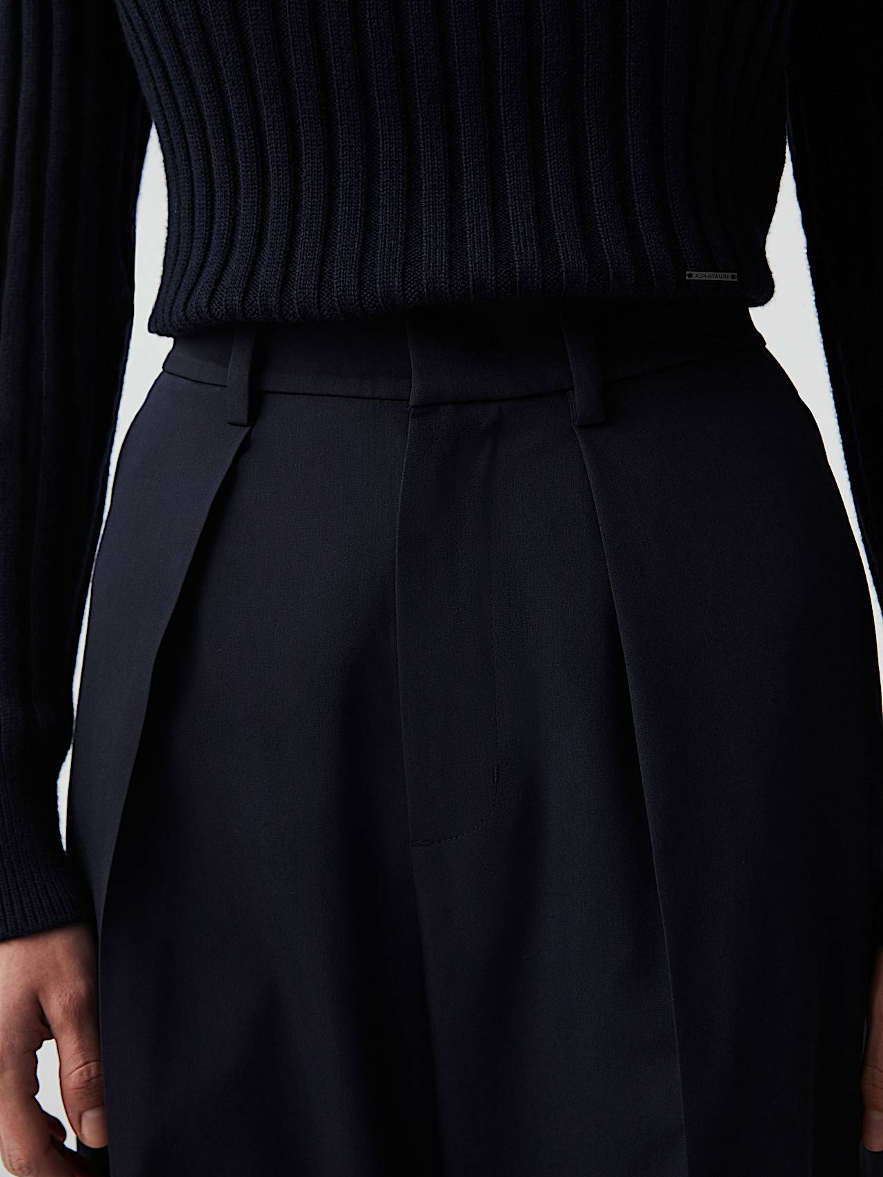 AlphaTauri | PECRA V1.Y8.01 | High-Waisted Wide-Leg Trousers in Navy for Women