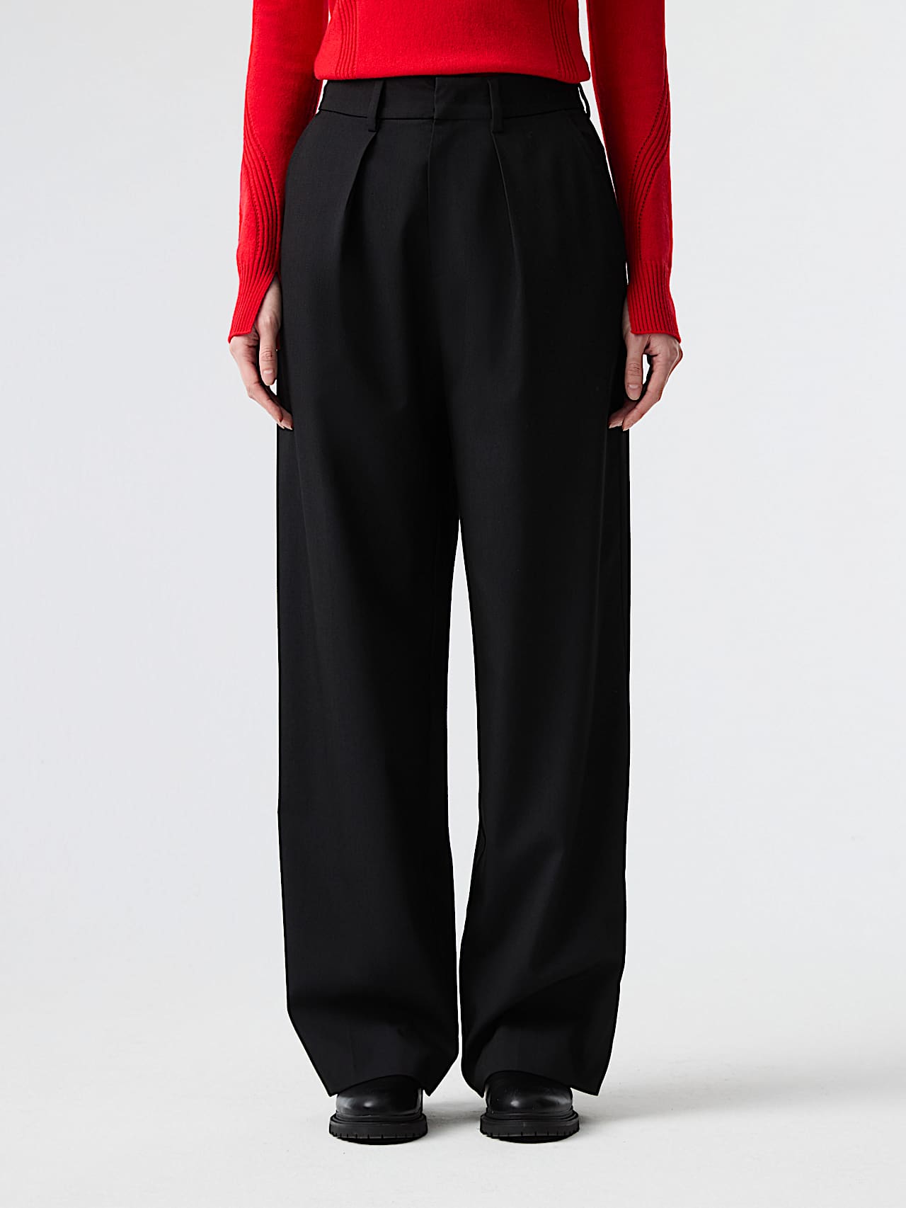 AlphaTauri | PECRA V1.Y8.01 | High-Waisted Wide-Leg Trousers in Black for Women