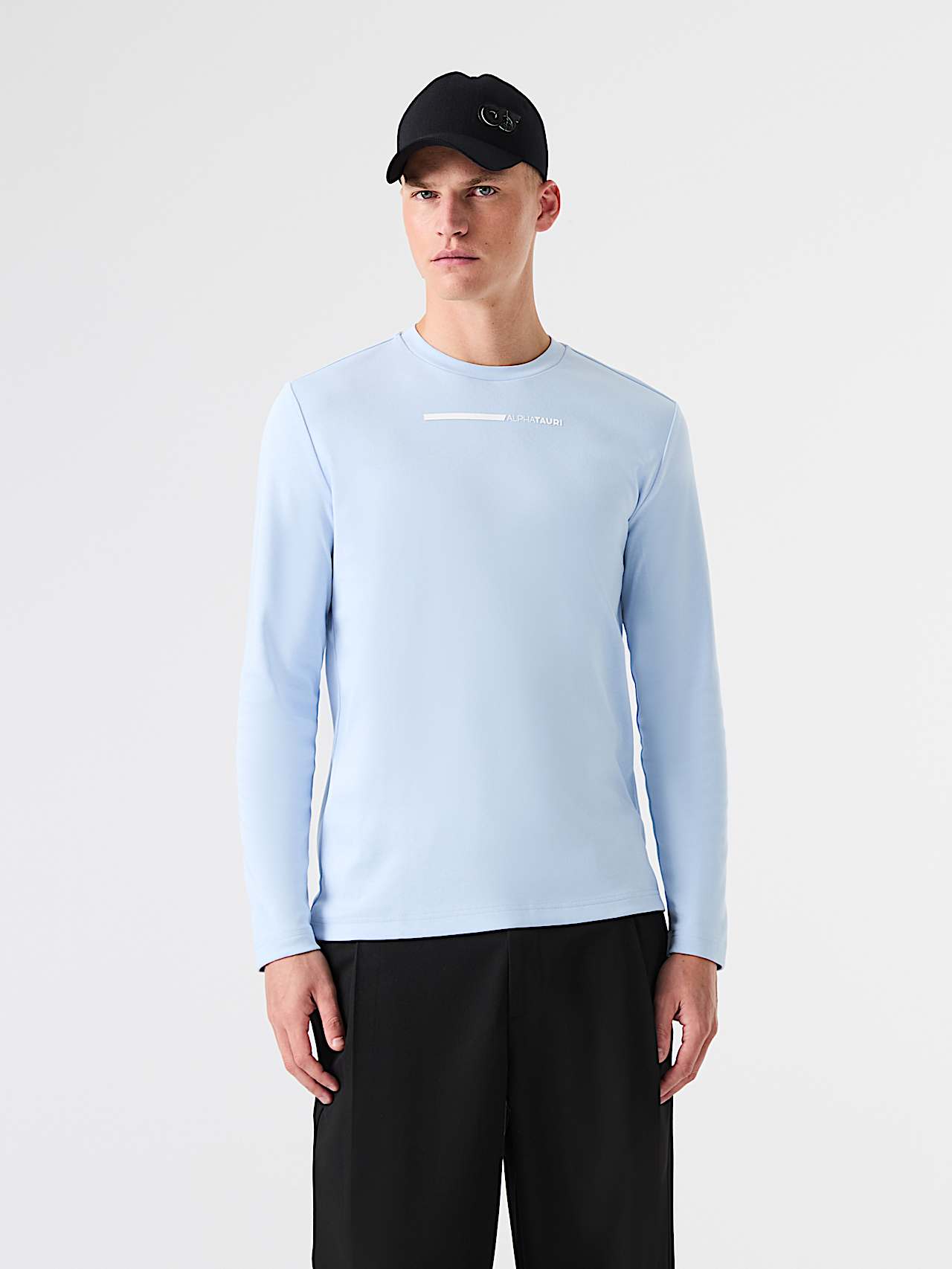 AlphaTauri | STAN V1.Y9.02 | Camiseta de manga larga de algodón grueso con logo in Sky Blue for Hombre