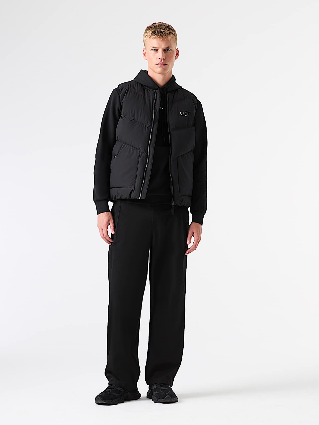 AlphaTauri | PORTER V1.Y9.02 | Baggy Wide Leg Trousers with Pleats and Adjustable Cuffs in Black for Men