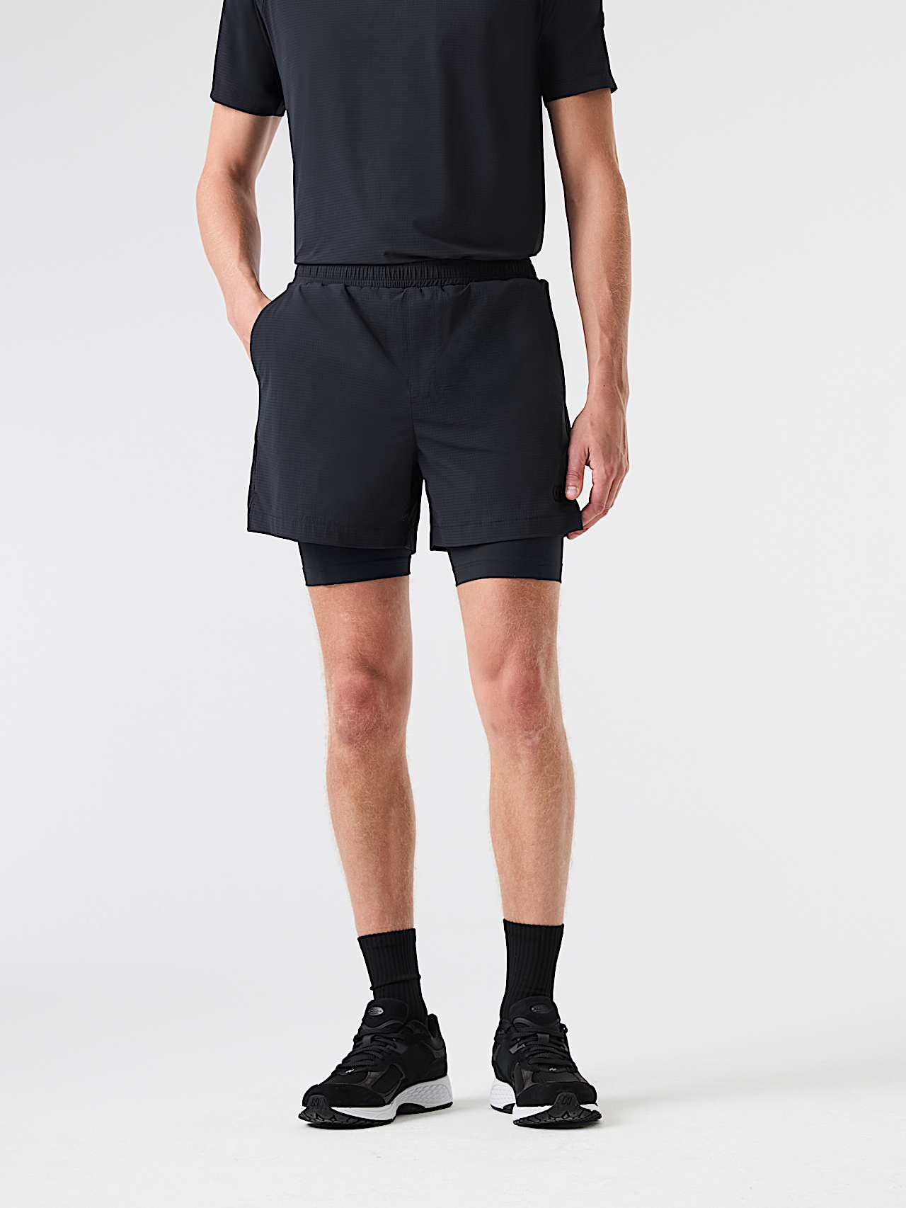 AlphaTauri | PULAN V1.Y9.02 | Short de sport superposé 2 en 1 in Black for Homme