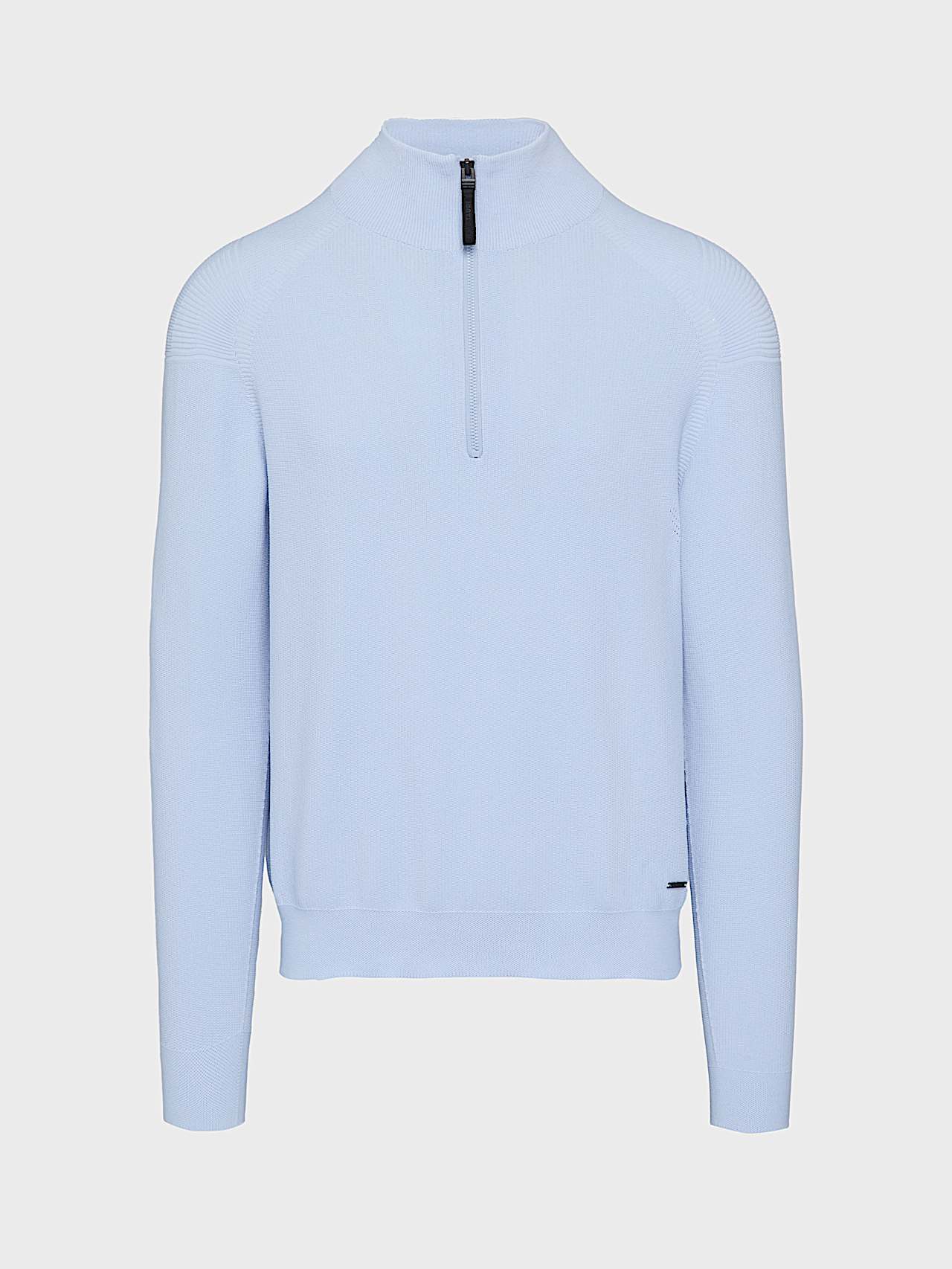 AlphaTauri | FROST V1.Y9.02 | Nahtloser 3D-Strickpullover mit halbem Reißverschluss in Sky Blue für Herren