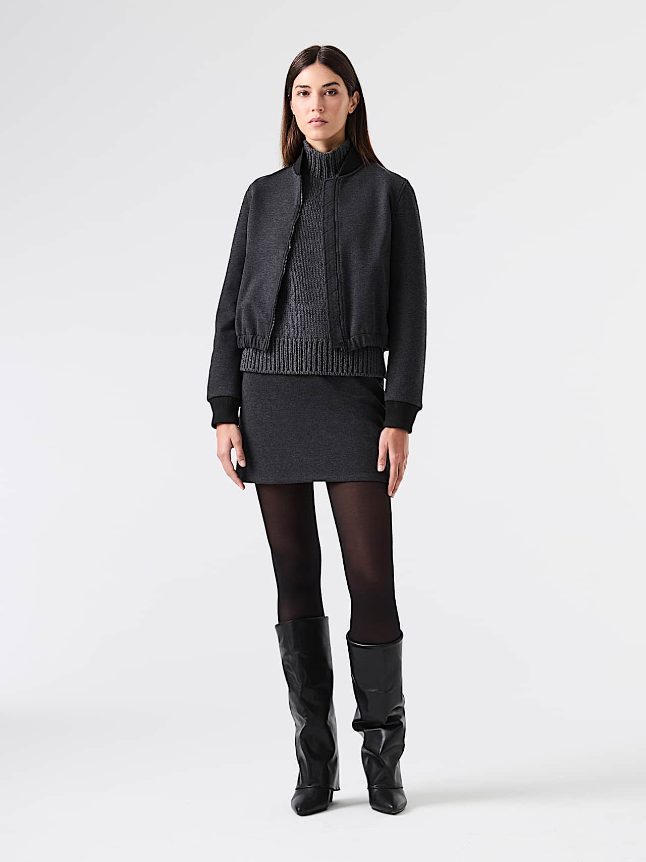 AlphaTauri | OAK V1.Y9.02 | Veste d’aviateur en coton mélangé in Dark Grey Melange for Femme