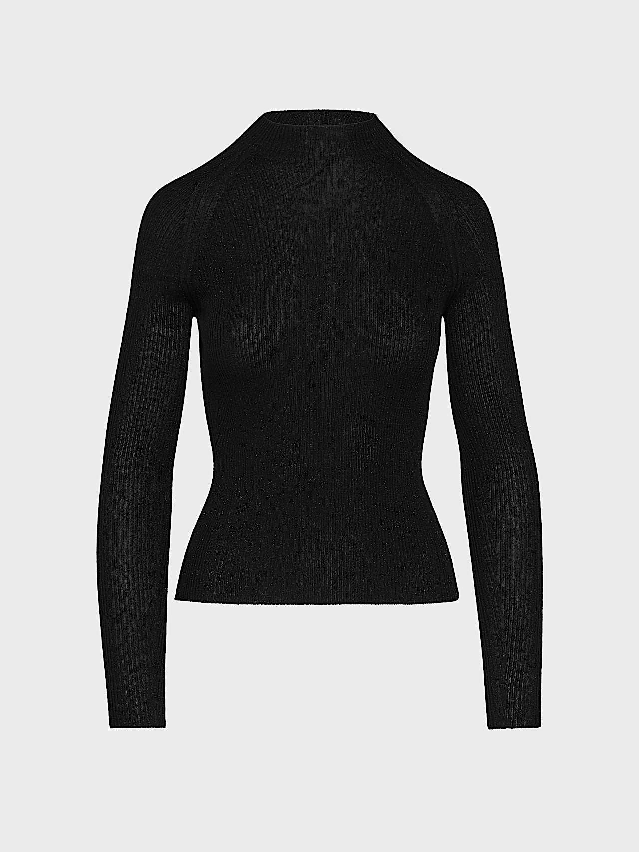 AlphaTauri | FLORA V1.Y9.02 | Sweat-shirt à col cheminée en maille 3D avec fil métallisé in Black for Femme AlphaTauri | FLORA V1.Y9.02 | Sweat-shirt à col cheminée en maille 3D avec fil métallisé in Black for Femme