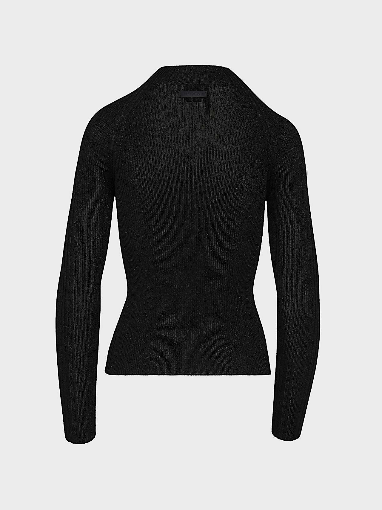 AlphaTauri | FLORA V1.Y9.02 | 3D-Strick Pullover mit Stehkragen und Metallic-Garn in Black für Damen