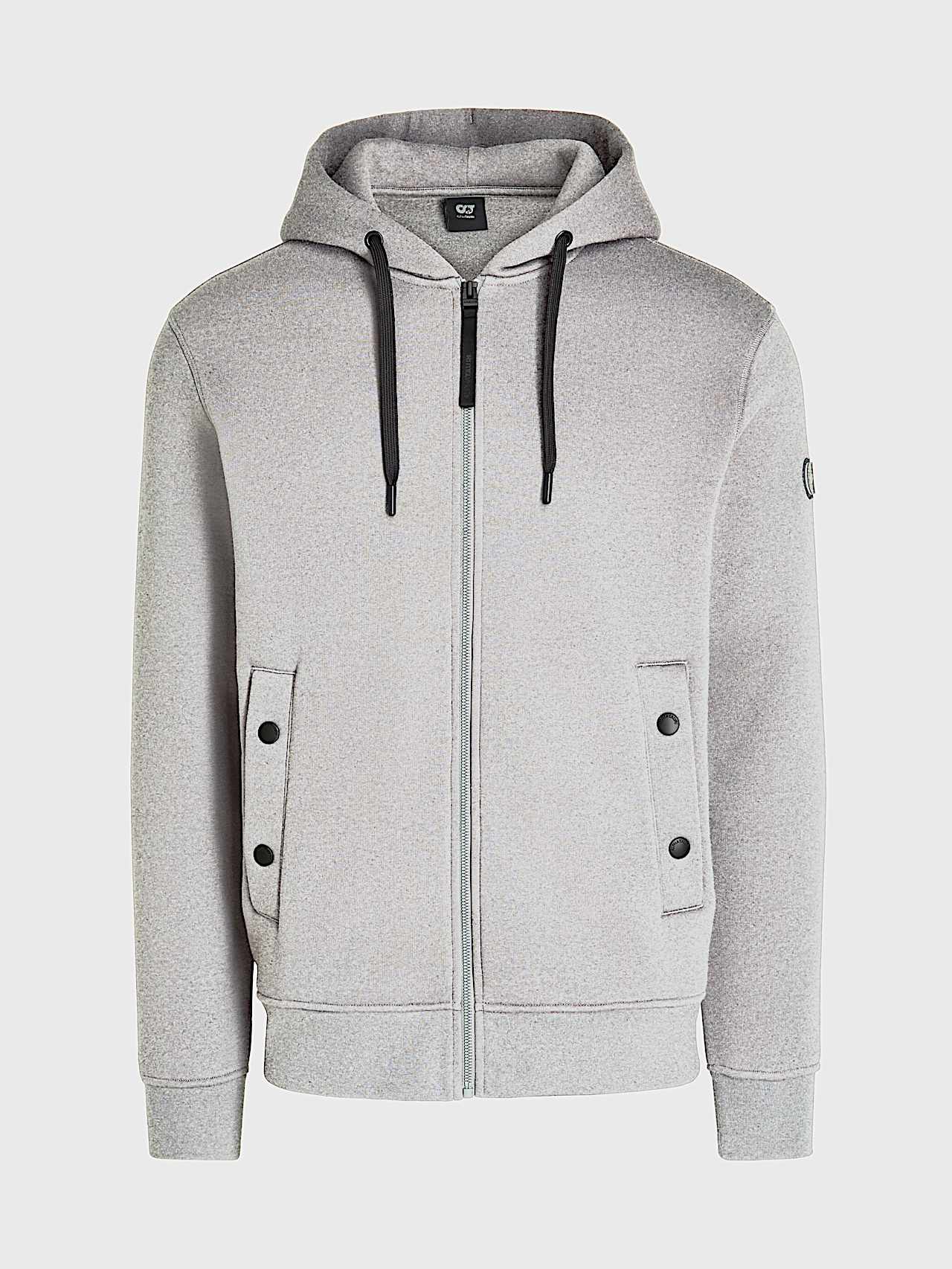 AlphaTauri | SHENO V2.Y8.02 | Signature Logo Hooded Sweat Jacket in Heather Grey for Hombre AlphaTauri | SHENO V2.Y8.02 | Signature Logo Hooded Sweat Jacket in Heather Grey for Hombre