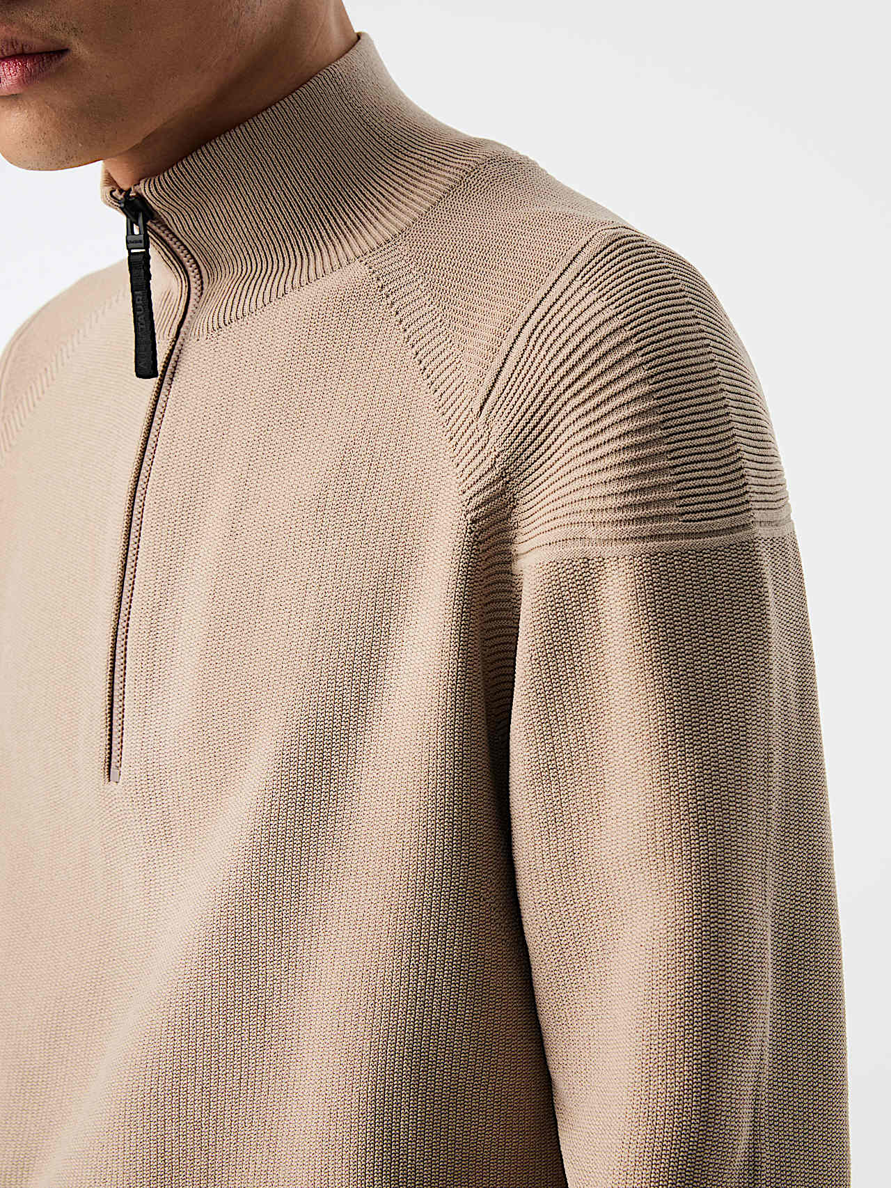 AlphaTauri | FROST V1.Y9.02 | Sweat-shirt à demi-fermeture zippée sans couture en maille 3D in Silver Beige for Homme