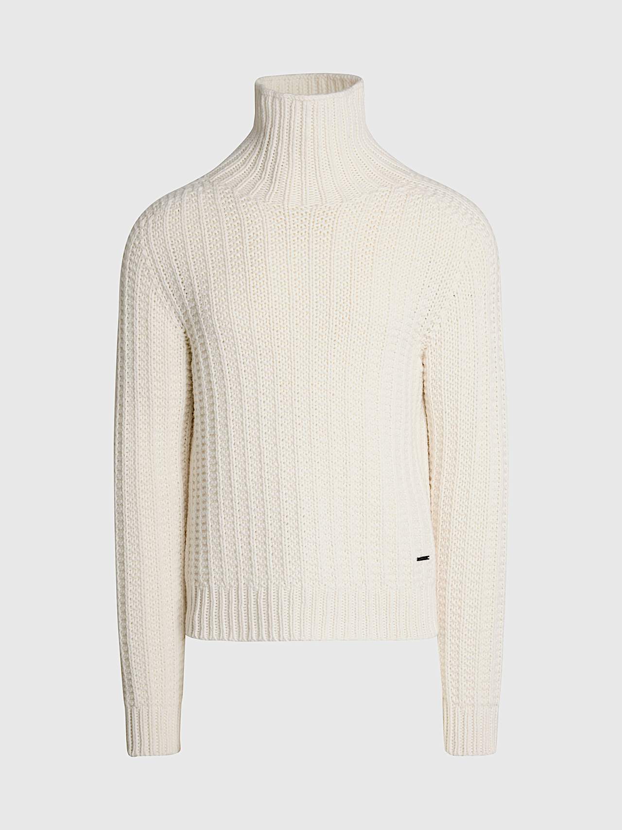 AlphaTauri | FINAR V2.Y9.02 | Seamless 3D Chunky Knit Turtleneck Sweater in White for Homme AlphaTauri | FINAR V2.Y9.02 | Seamless 3D Chunky Knit Turtleneck Sweater in White for Homme