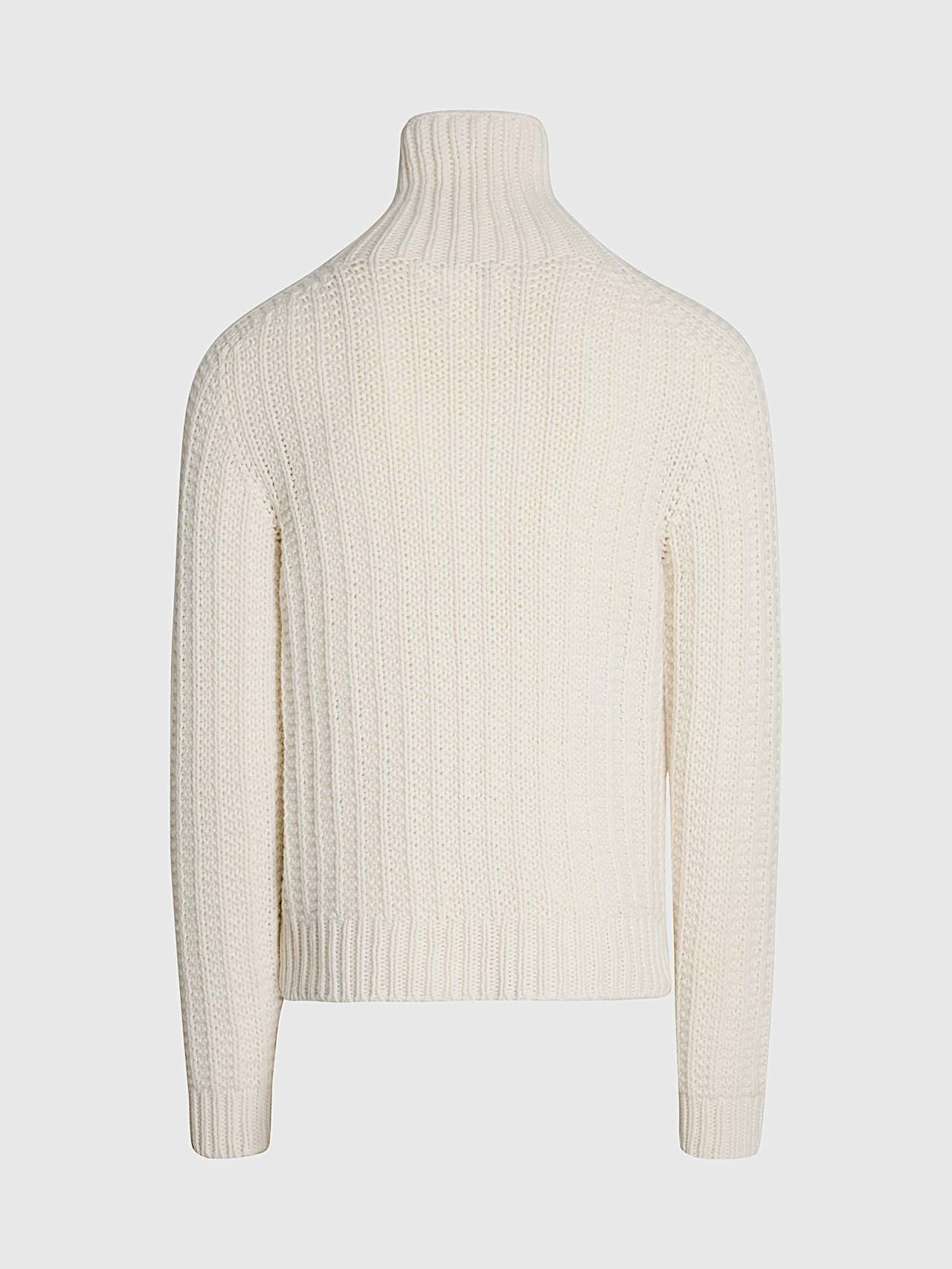 AlphaTauri | FINAR V2.Y9.02 | Seamless 3D Chunky Knit Turtleneck Sweater in White for Homme AlphaTauri | FINAR V2.Y9.02 | Seamless 3D Chunky Knit Turtleneck Sweater in White for Homme