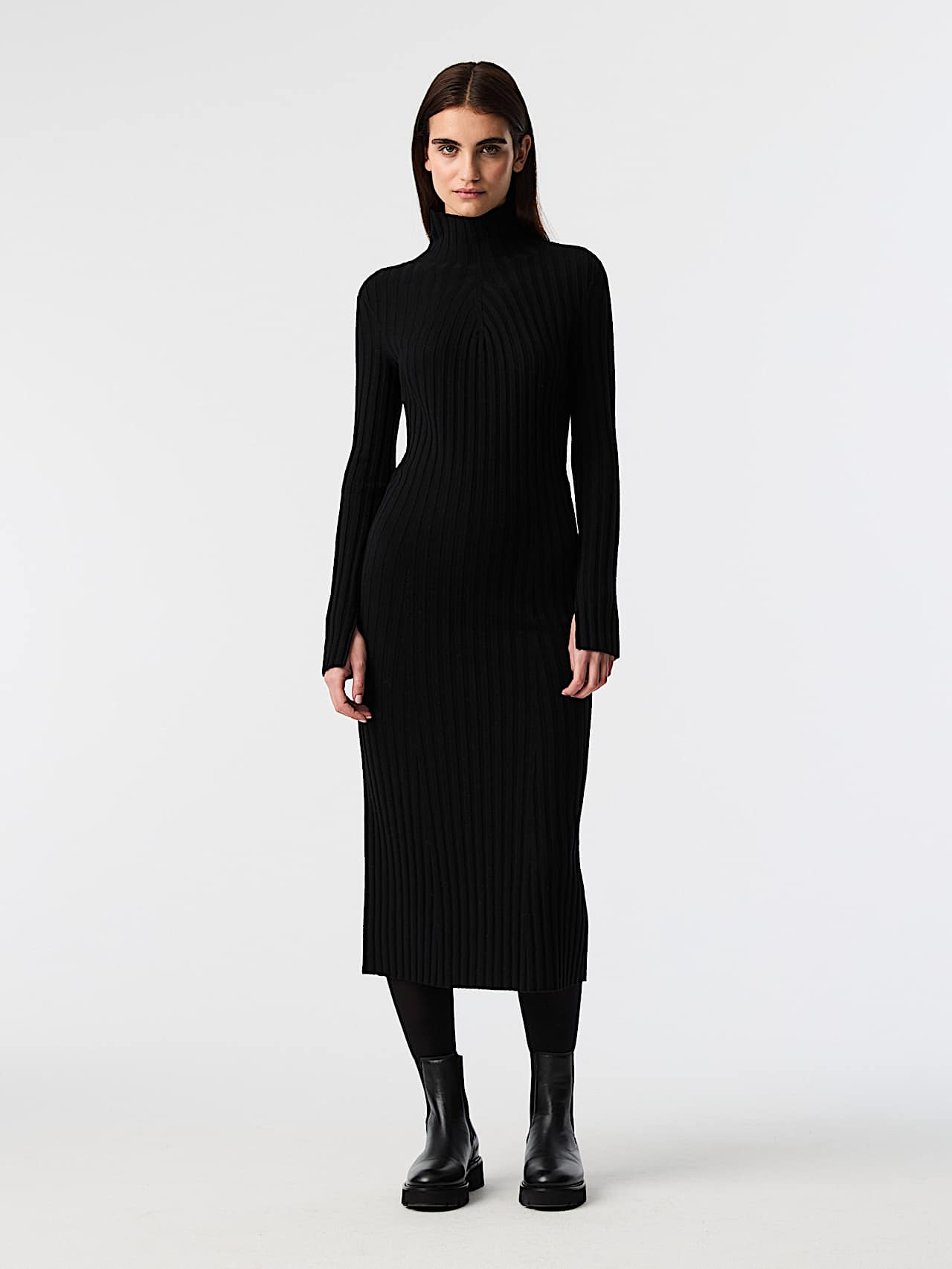 AlphaTauri | FOLAS V2.Y9.02 | Nahtloses 3D-Strick-Midikleid in Schwarz für Damen