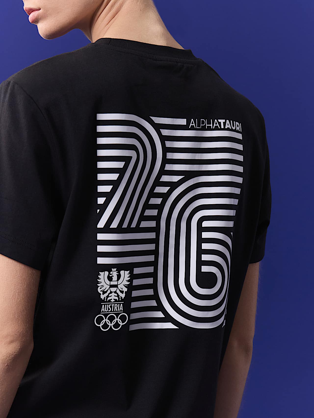 AlphaTauri | Unisex Backprint T-Shirt | Olympic Team Austria Collection in Black for Unisex AlphaTauri | Unisex Backprint T-Shirt | Olympic Team Austria Collection in Black for Unisex
