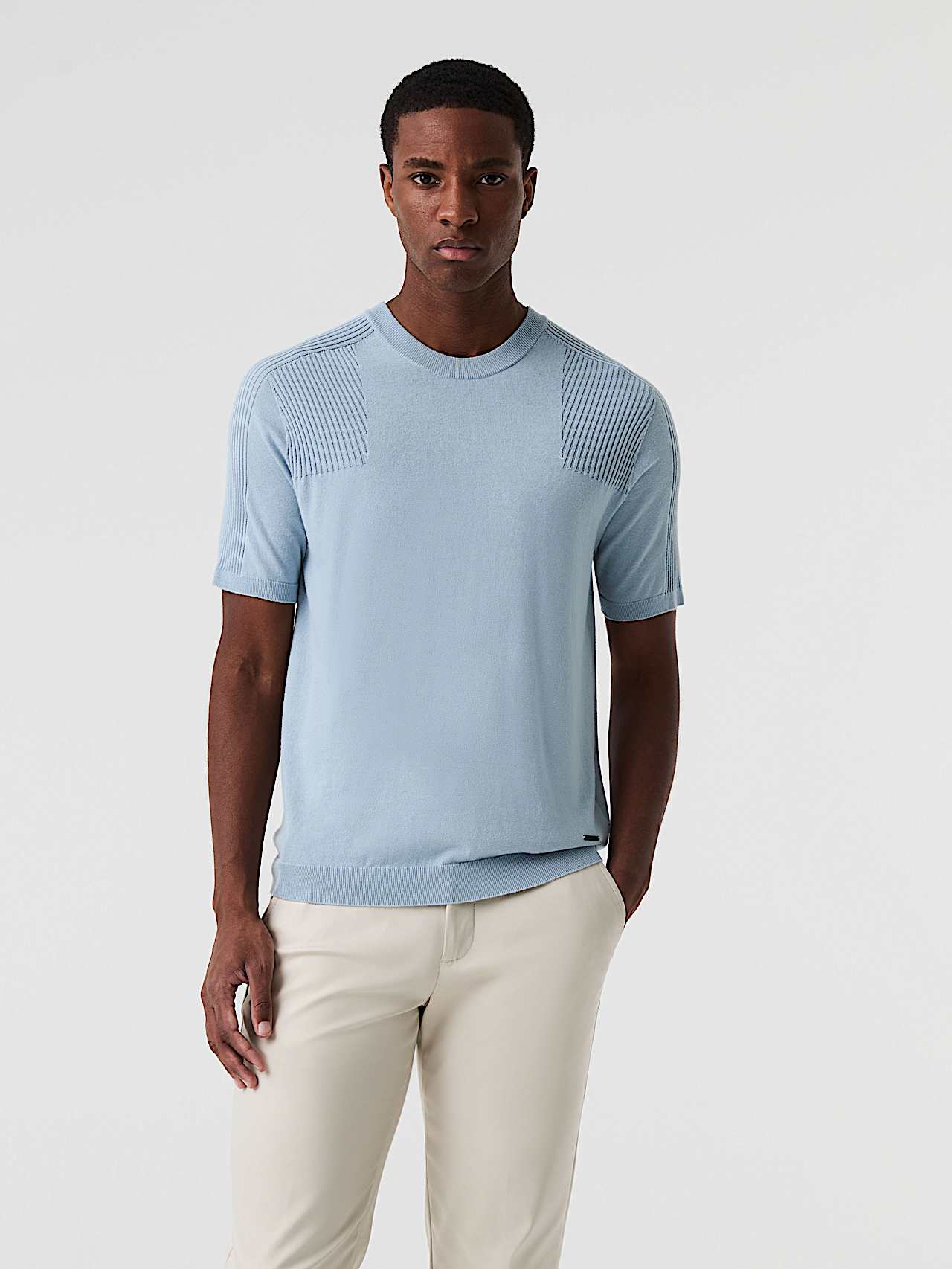 AlphaTauri | FOTOR V2.Y9.01 | T-shirt en maille 3D en coton et Coolmax® sans couture in Fog Blue for Homme