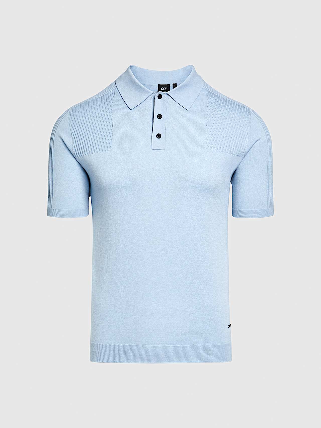 AlphaTauri | FOTOL V1.Y9.01 | Nahtloses 3D-Strick-Poloshirt aus Baumwolle und Coolmax® in Fog Blue für Herren
