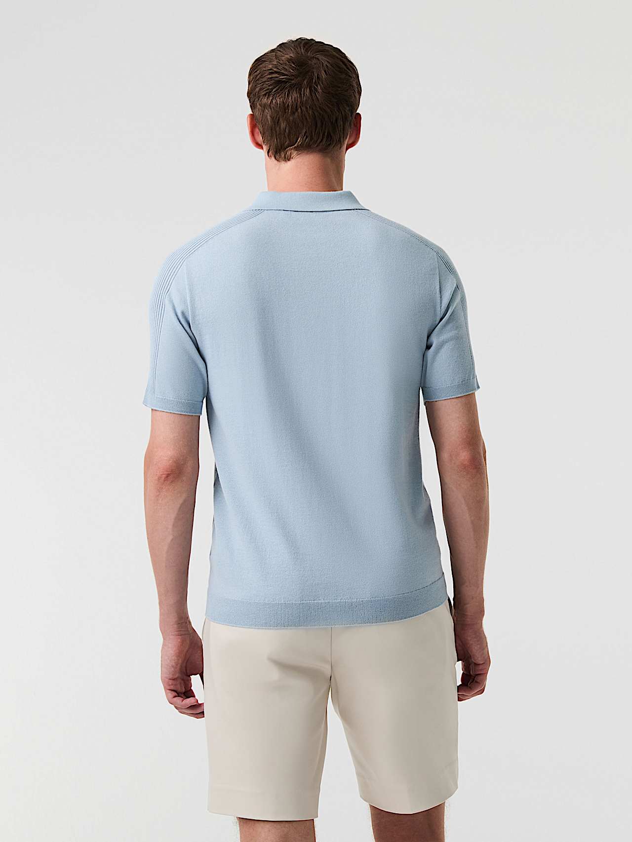 AlphaTauri | FOTOL V1.Y9.01 | Nahtloses 3D-Strick-Poloshirt aus Baumwolle und Coolmax® in Fog Blue für Herren