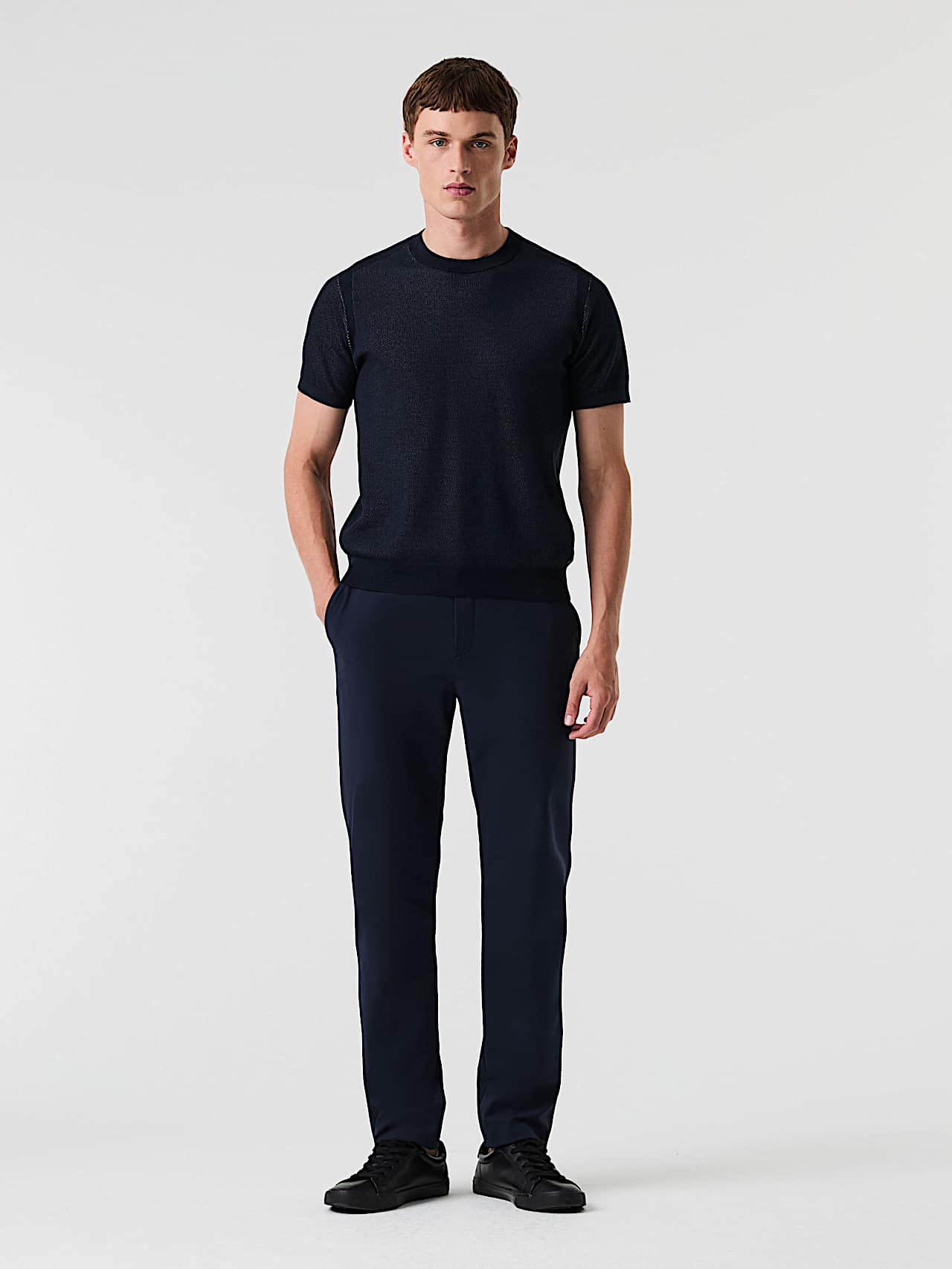 AlphaTauri | FAWEN V1.Y9.01 | T-shirt en maille de coton et lyocell in Bleu Marine for Homme