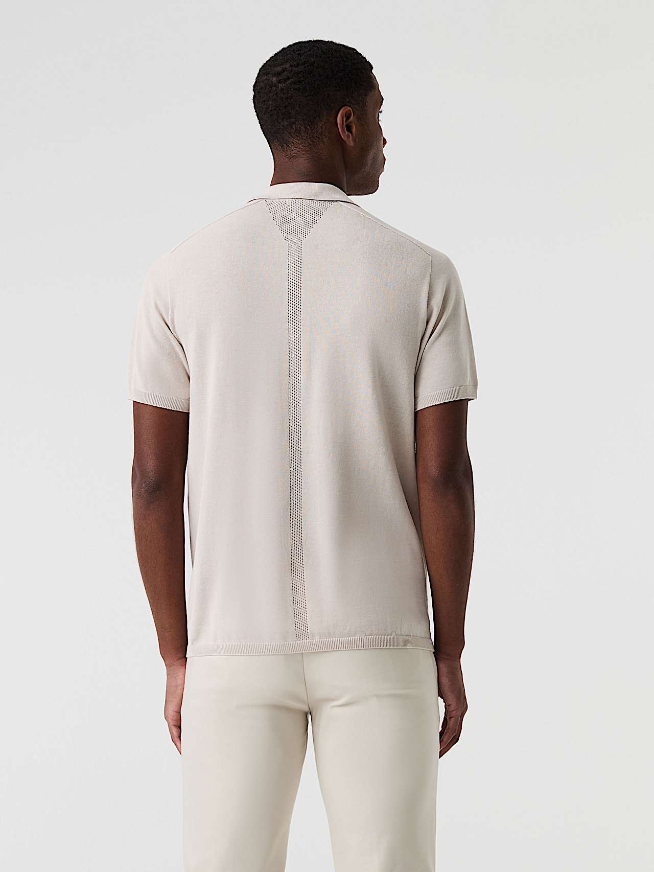 AlphaTauri | FASSA V1.Y9.01 | Polo en maille 3D en lin et coton sans coutures in Stone for Homme