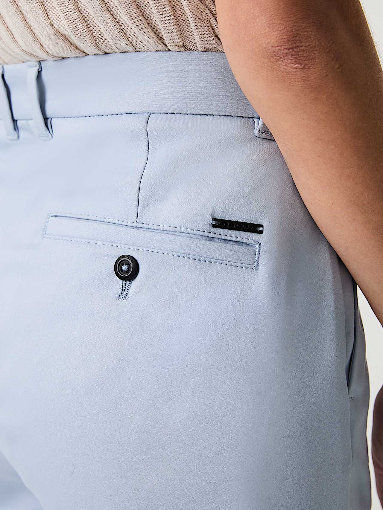 AlphaTauri | PERTI V5.Y9.01 | Tapered Trousers with Pleats in Fog Blue for Women