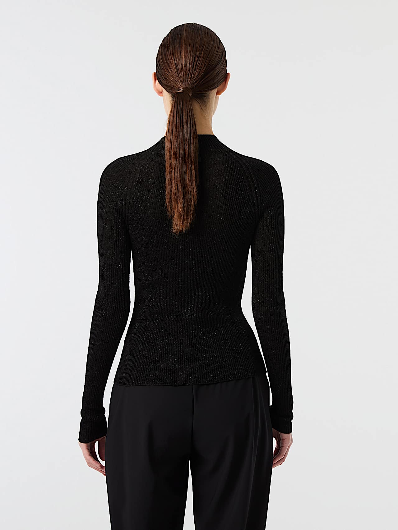 AlphaTauri | FLORA V1.Y9.02 | Sweat-shirt à col cheminée en maille 3D avec fil métallisé in Black for Femme