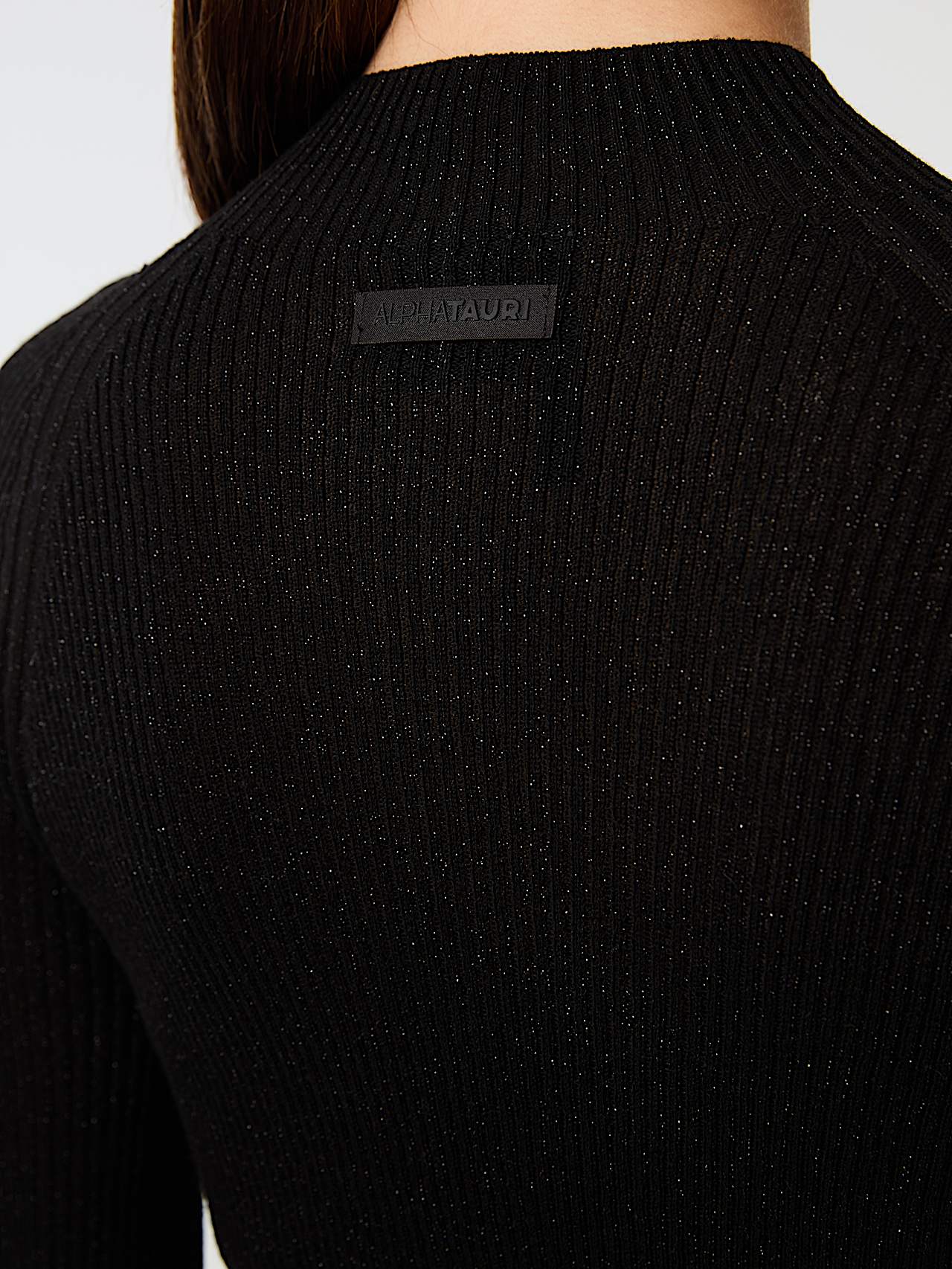 AlphaTauri | FLORA V1.Y9.02 | Sweat-shirt à col cheminée en maille 3D avec fil métallisé in Black for Femme