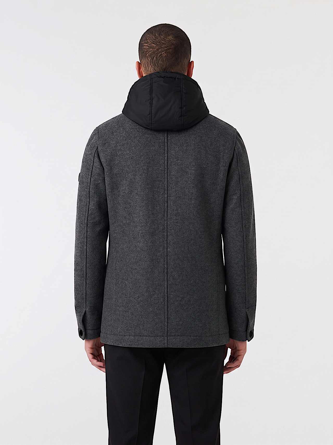 AlphaTauri | ORMOUNT V1.Y10.02 | Technical Wool 2-in-1 Coat in Dark Grey Melange for Men