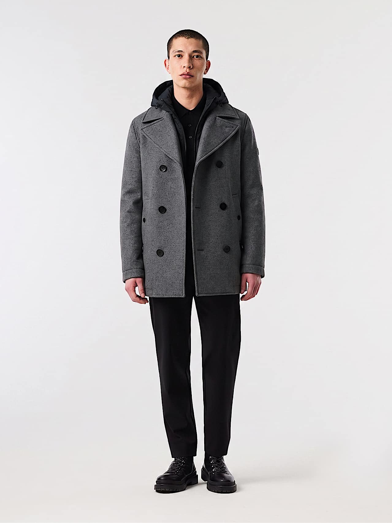 AlphaTauri | ORMOUNT V1.Y10.02 | Abrigo 2 en 1 de lana técnica in Dark Grey Melange for Hombre