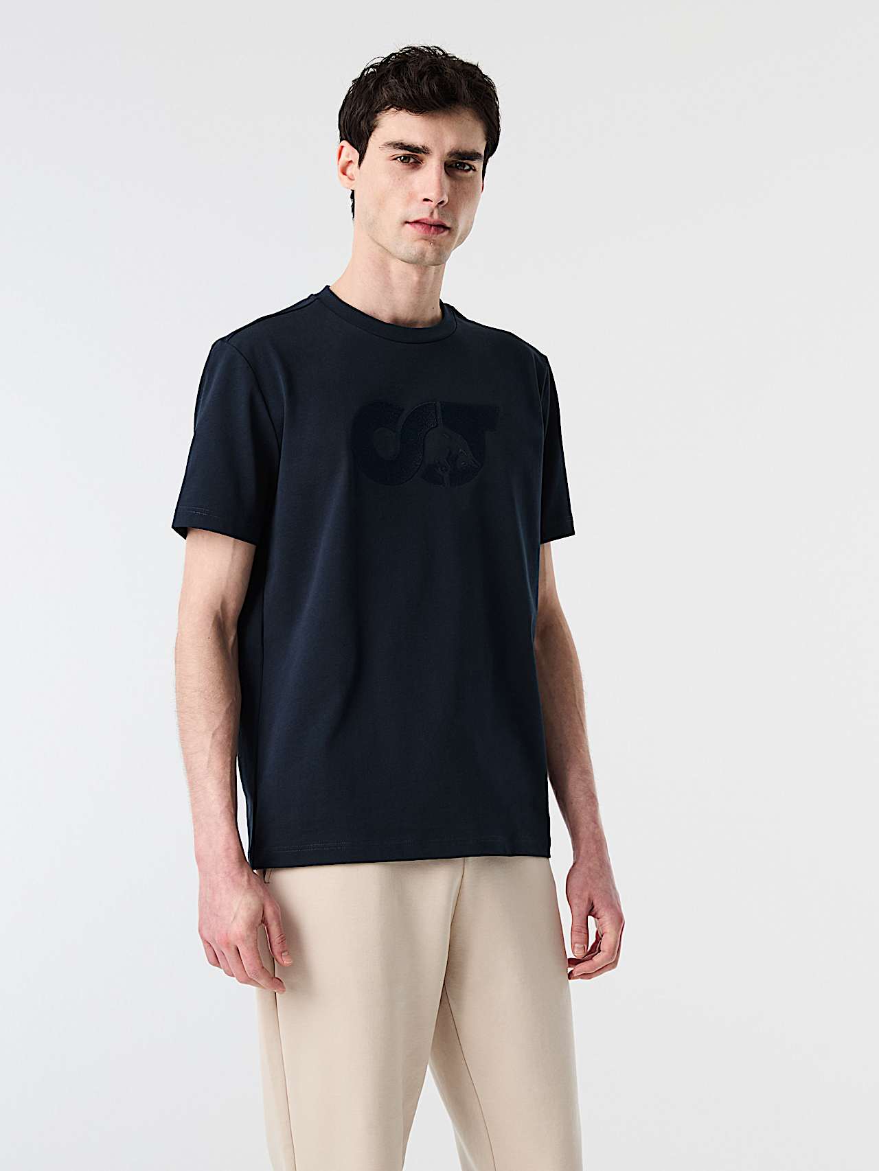AlphaTauri | JILLE V1.Y10.02 | Maglietta in cotone biologico con logo ricamato in Dark Navy for Uomo