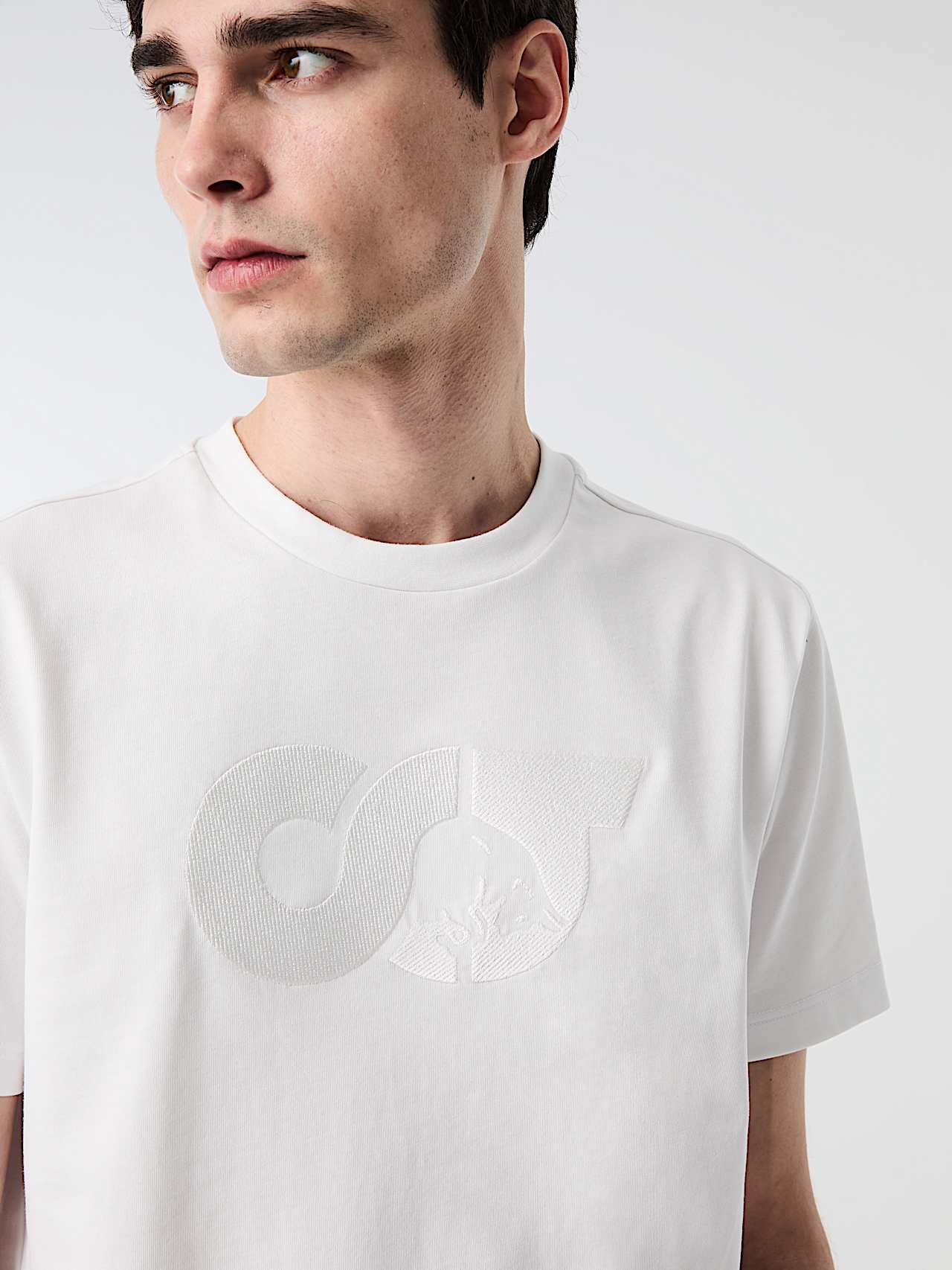 AlphaTauri | JILLE V1.Y10.02 | Camiseta de algodón orgánico con logo bordado in White for Hombre