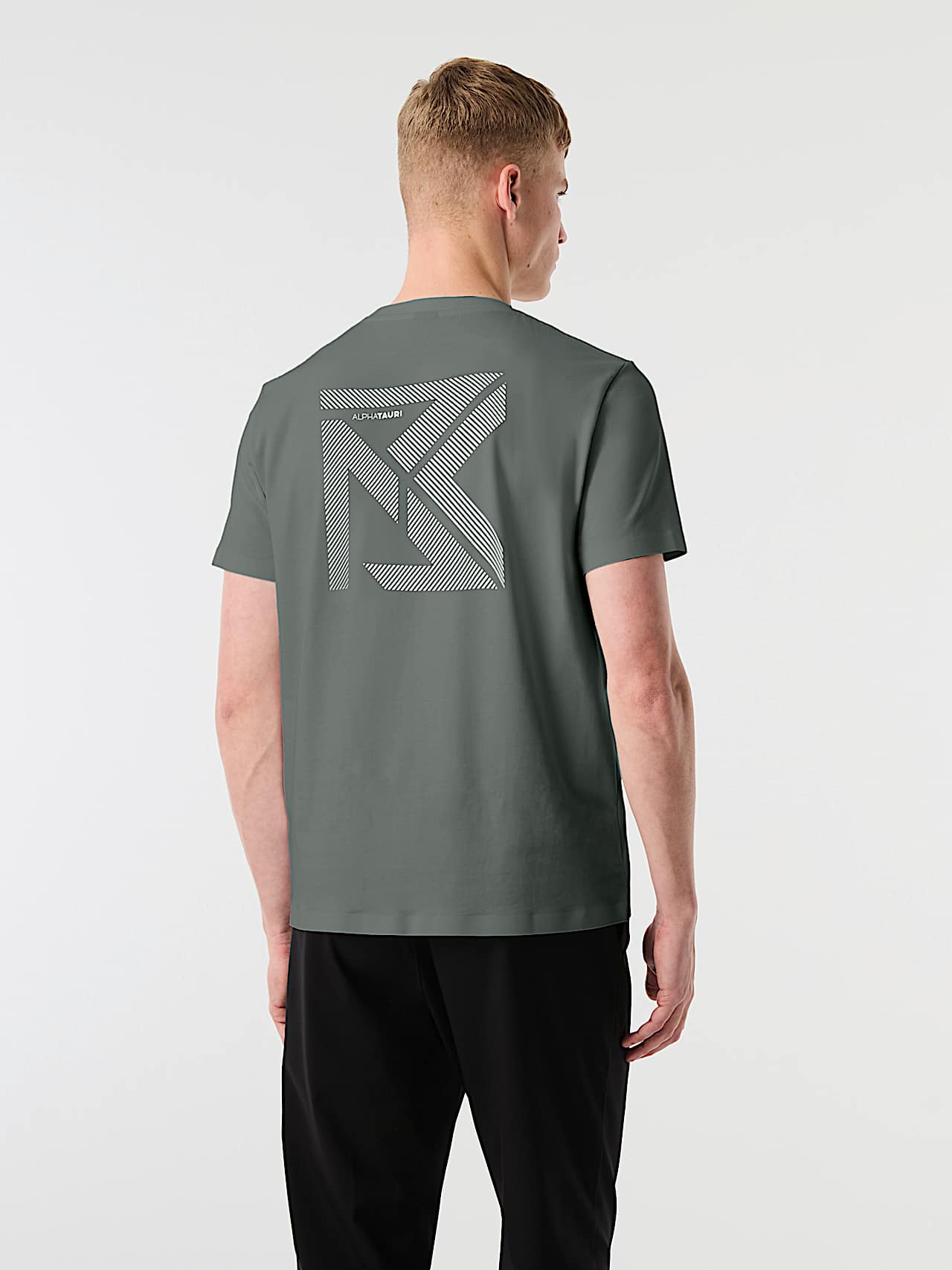 AlphaTauri | JOSSAL V1.Y10.02 | T-shirt en coton biologique avec imprimé au dos in Dark Moss for Homme