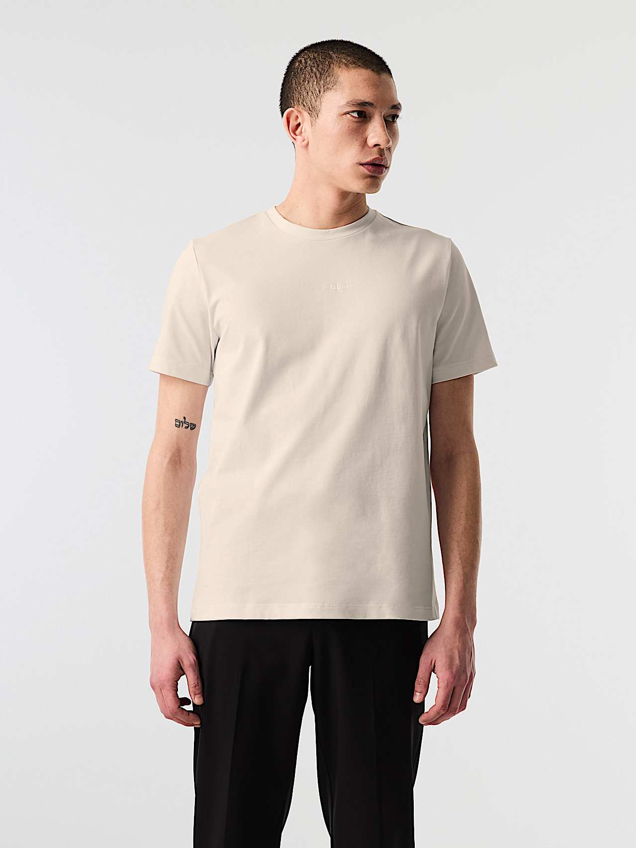 AlphaTauri | JOULON V1.Y10.02 | Organic Cotton T-Shirt with Logo Print in Stone für Herren