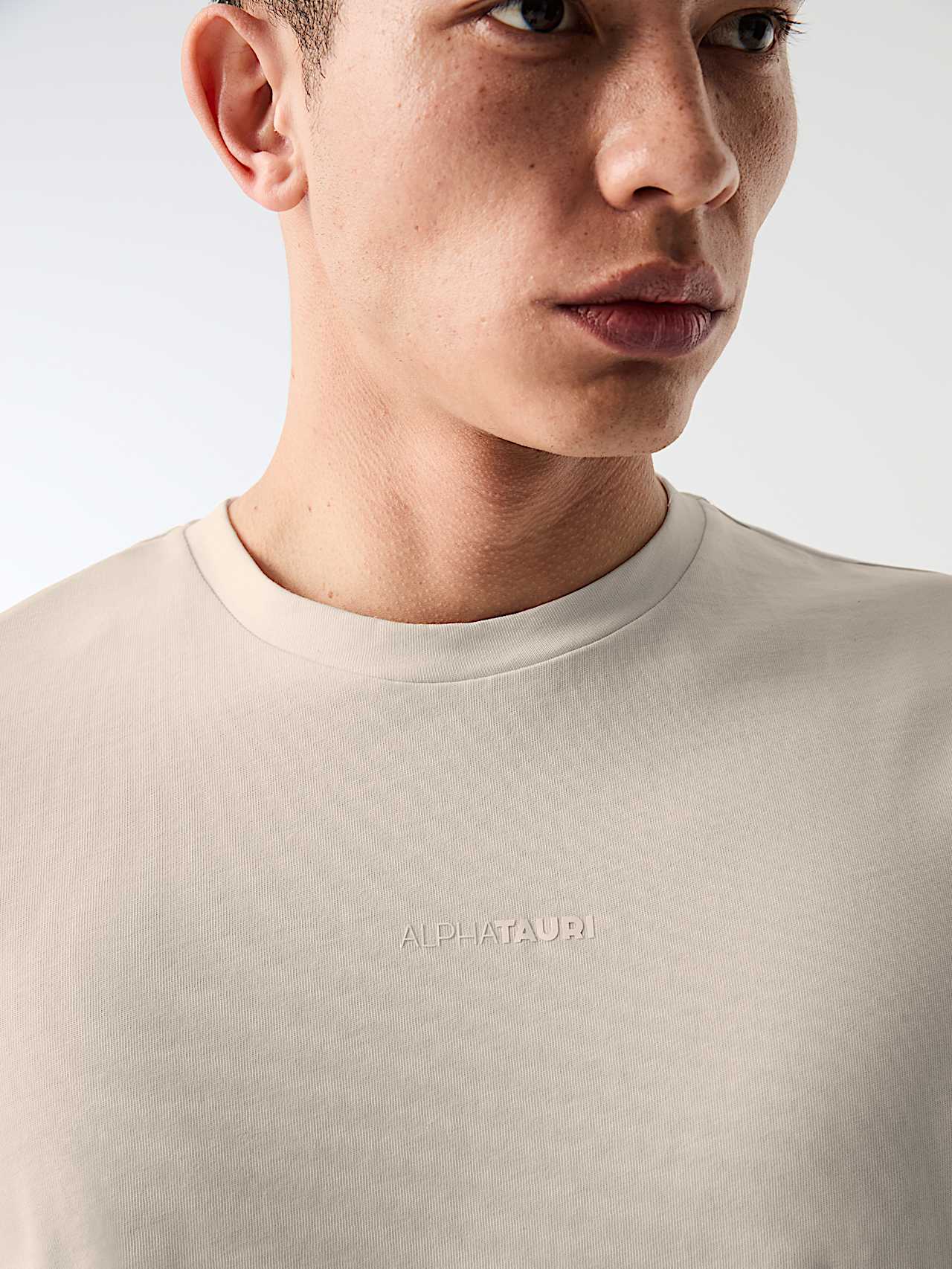 AlphaTauri | JOULON V1.Y10.02 | Organic Cotton T-Shirt with Logo Print in Stone für Herren