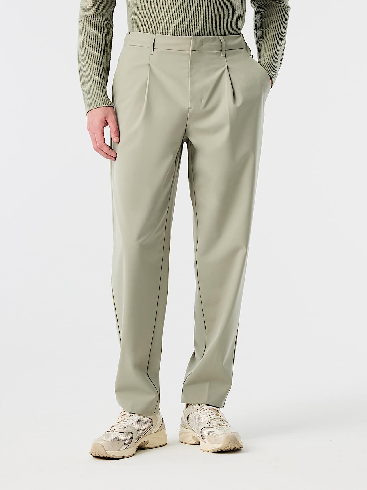 AlphaTauri | PANNS V1.Y10.02 | Elegant Stretch Carrot Fit Trousers in Dark Sage for Men